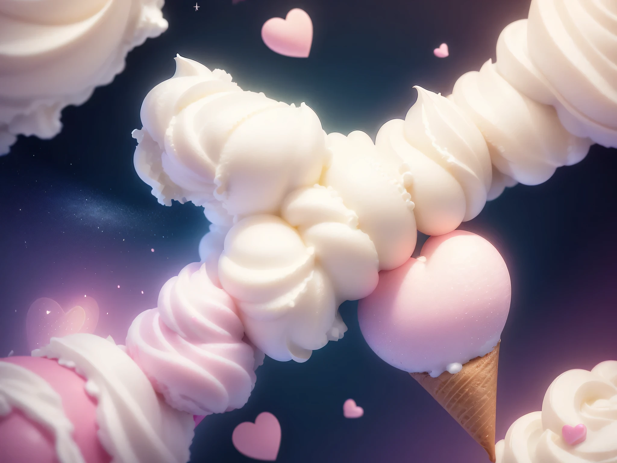 background、(((Soft cream)))、Kawaii Tech, cute, cute系, pastel colour, highest quality、star、heart mark、Sparkling、no one、wallpaper