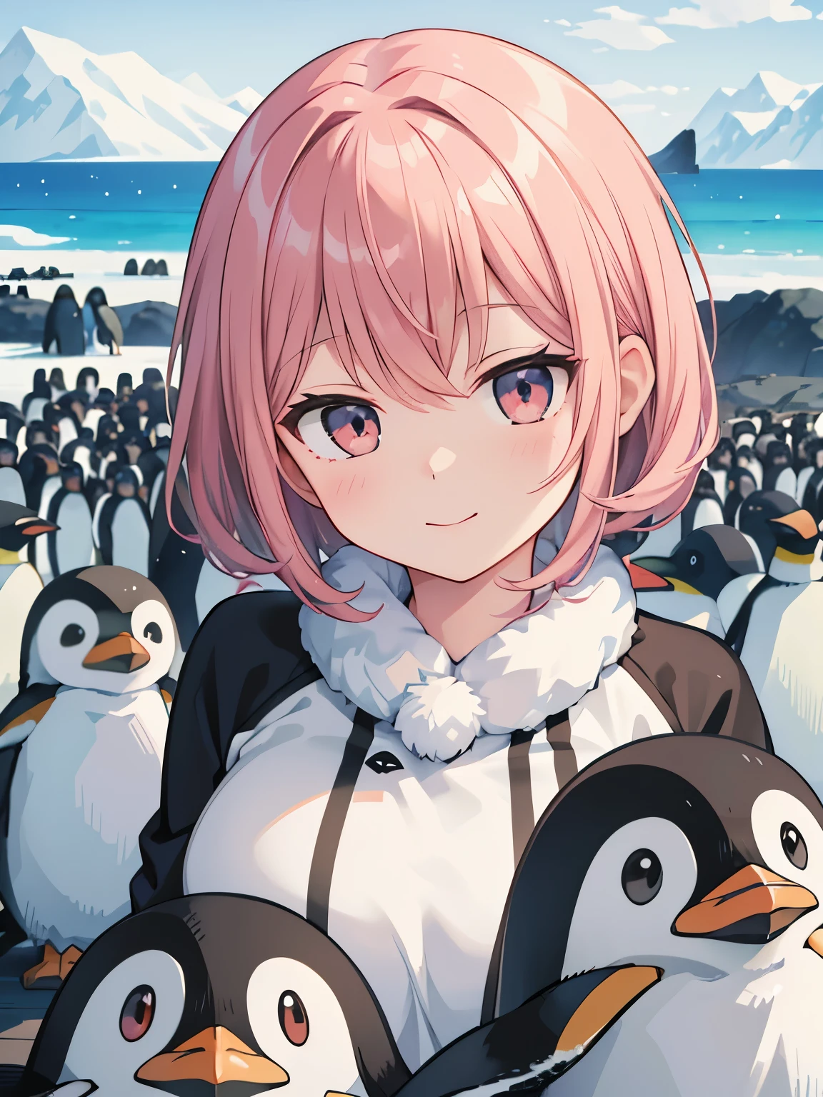 1penguin, female, big boobs, in Antarctica