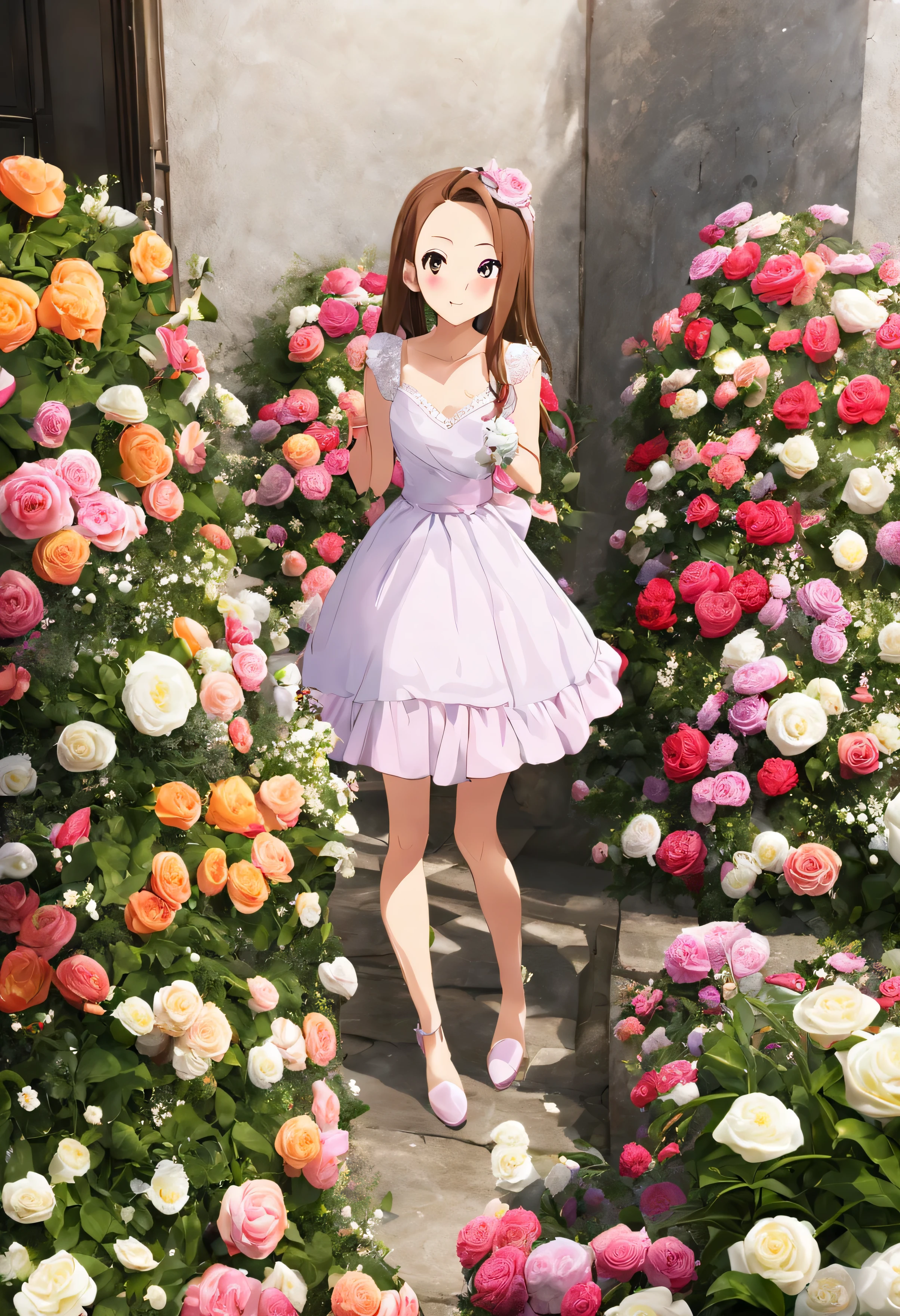 dsiori, Minase Iori, photo shoot, flower arrangements, wall of flowers, album cover, dress made of flowers