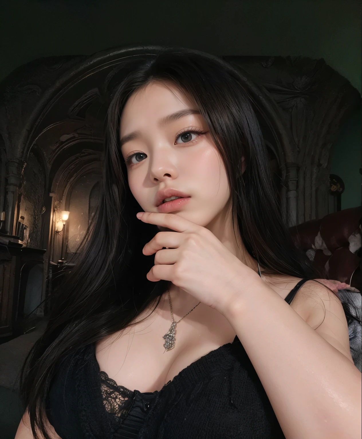 Jennie from BLACKPINK face, foto realista, ultra HD, 8k, big juicy doll lips 