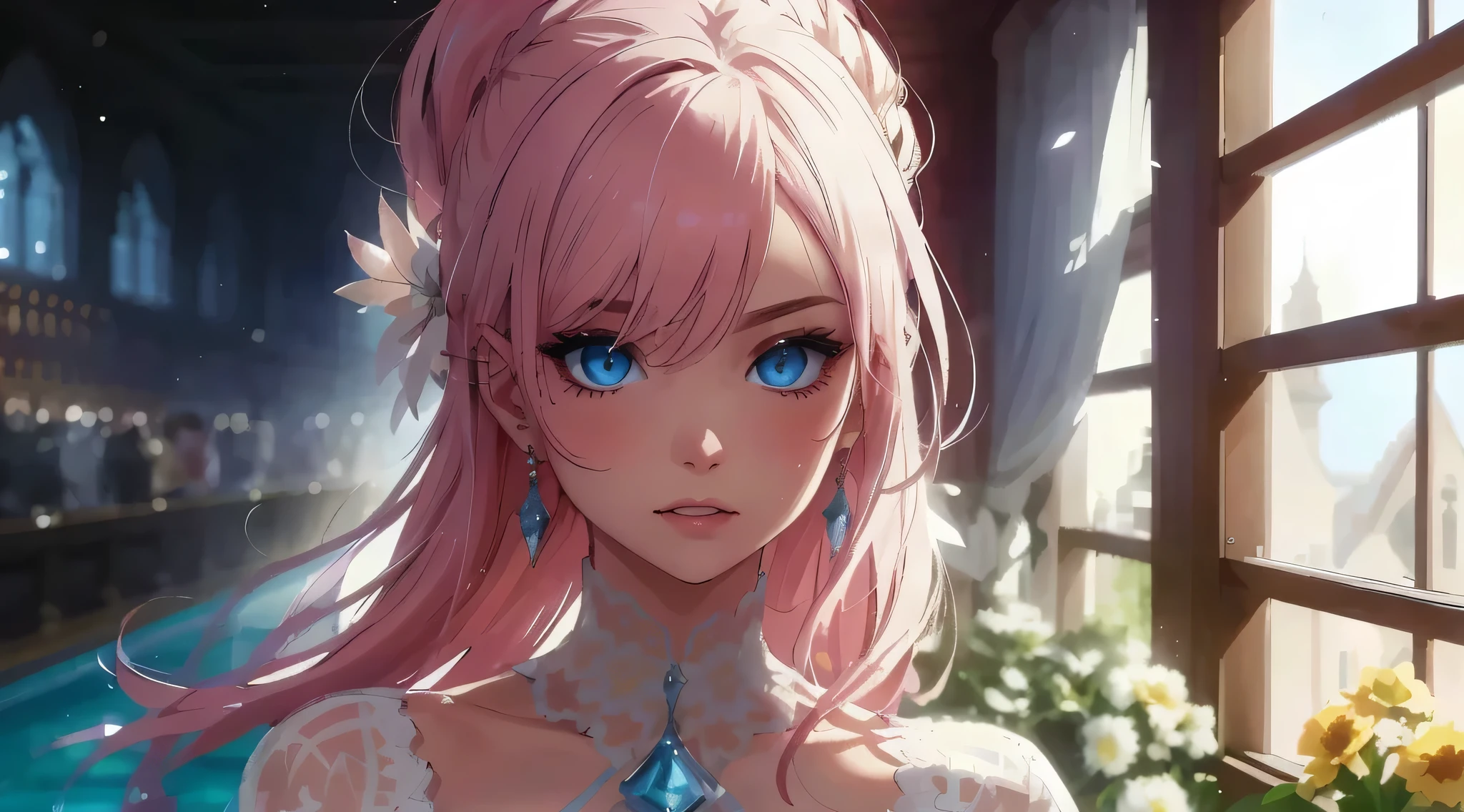 realistic, beautiful detailed girl, Clair et beau, Le personnage comme perspective principale, brillant_peau, fille,femme,femelle, jeune,25 cheveux anoyens), frange, (Top knot:1.3), side locks, cheveux roux, (Beautiful detailed glass hair), pink highlighted hair,beautiful detailed cold face, expression froide, détails complexes yeux beaux et délicats, Ongles, moyen_seins, , yeux oranges, Authentic peau texture, gleaming peau,(Plusieurs piercings), charbonnier,(Bon sport:1.3),(floraisoners de course:1.3),Floraison,(dessin au trait:1.2),realistic illustration,(unreal engine),(Passez Pro),(incredibly detailed),ombrage parfait,(digital art),(tracer un laser),(complex detailed),Creative refinement,(Atmosphère sombre)