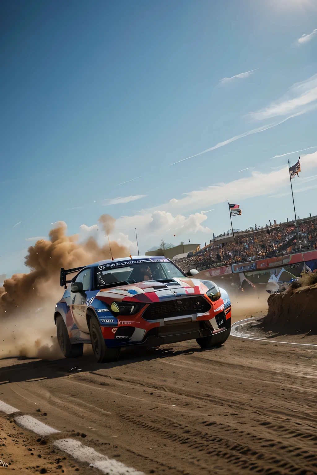 (best quality,4k,8k,highres,masterpiece:1.2),ultra-detailed,(realistic,photorealistic,photo-realistic:1.37),car rally racing,school,exciting atmosphere,tires screeching,fast-paced action,adrenaline rush,skilled drivers,thrilling experience,competitive spirit,spirited crowd,enthusiastic cheers,smoke-filled track,dusty road,off-road vehicles,high-speed turns,jumping and drifting,precision driving,stunning maneuvers,flags waving,checkered flag,finish line triumph,excited winners,disappointed losers,vibrant colors,sharp focus,dynamic composition,dramatic lighting,high-impact visuals,fast-paced soundtrack.