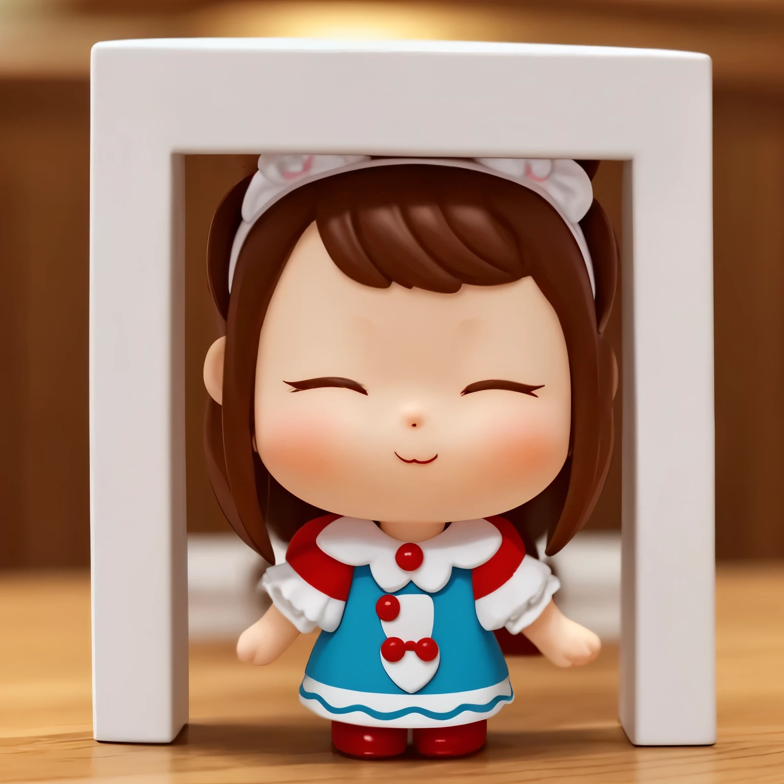 blindbox, Cute girl practicing kissing face for role, closing both eyes