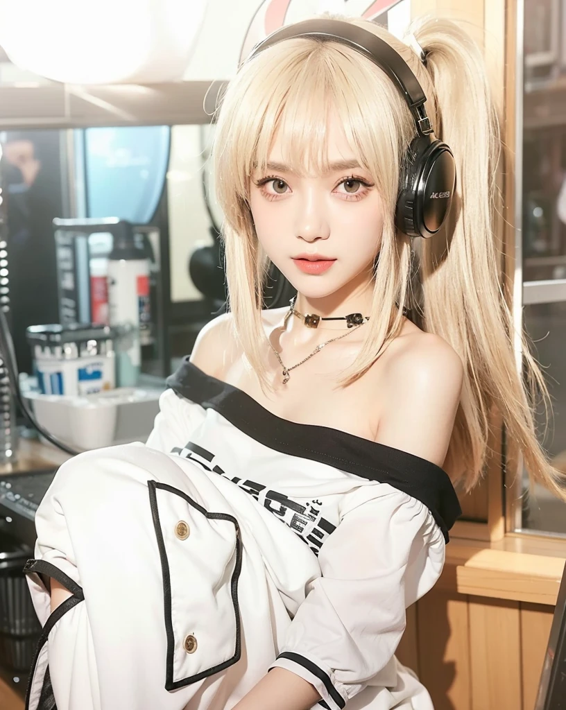8k quality、Best picture quality、超High resolution、masterpiece、Photorealistic、1 edgy looking girl、Trendy makeup、bob cut、(off-shoulder shirt、Slit skirt、Suitable clothes)、Cecessy、cinematic light、Main character、sweet smile 、Super Slim、g-cup、(Do not wear underwear)、wear tight clothes、thin body、Dynamism、necklace、Start of story、Magazine cover、Focus only on the main character、smooth thighs、