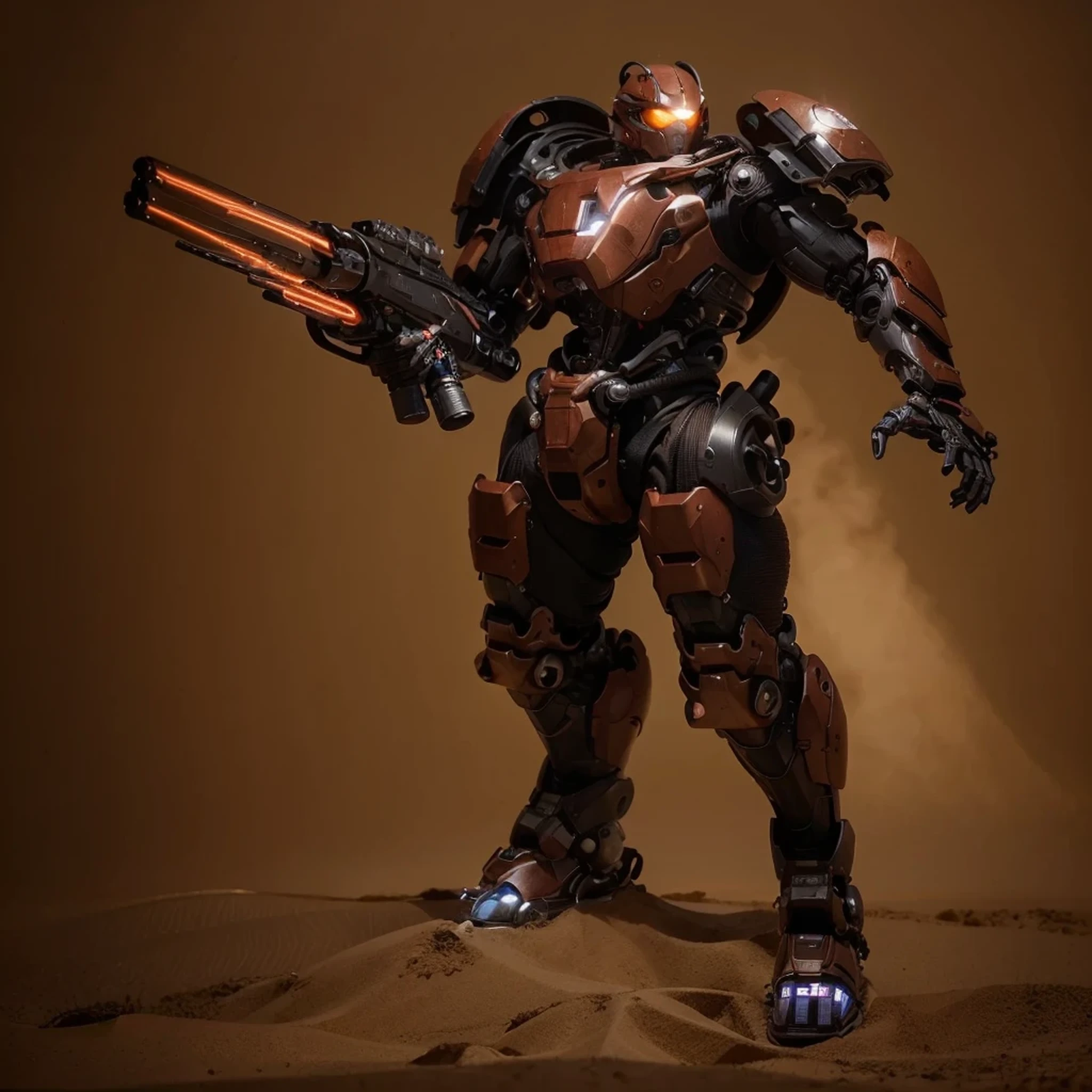 Ultra advanced biomechanical cyborg, head with sensors and male torso with robotic inserts, negro y rojo, He has a biomechanical scorpion tail on his back, Cables y tubos rodean su cuerpo., one of his arms is a laser cannon, He is in the middle of the sand desert., Sunny day, 4k, ultra detallado image, realista, muy detallado, perfect composition, splendid, intrincadamente detallado, incredibly detailed, 8k art photography, hiper detallado, Obra maestra, ultra detallado, hyper realista, 4k, ultra detallado image, realista, muy detallado, perfect composition, splendid, intrincadamente detallado, incredibly detailed, 8k art photography, hiper detallado
