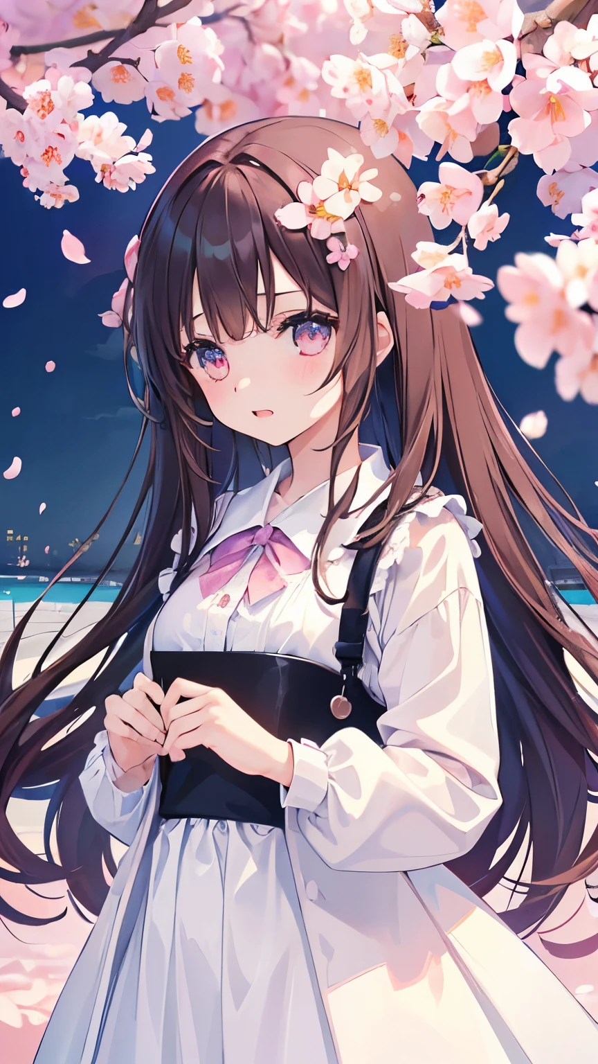 1 girl , (Unbelievably_disorganized:1.5), 「solo」「very delicate」 , beautiful girl , 8k wallpaper,cherry blossoms:1.6,