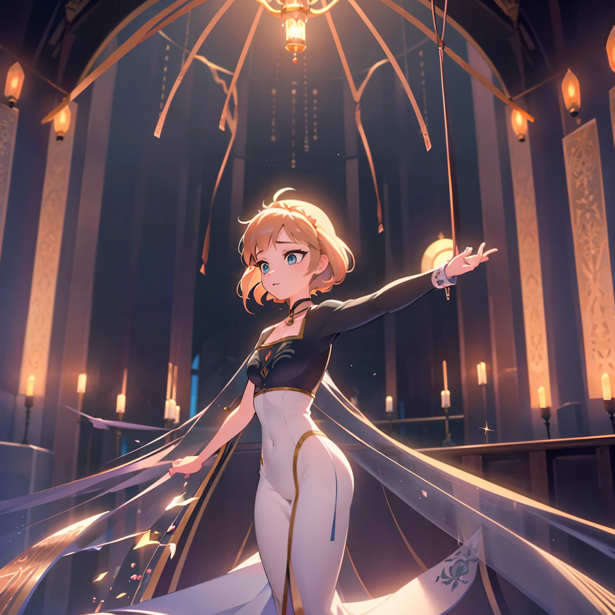 Photo d&#39;Anne d&#39;Arendelle debout dans une cellule de donjon inondée, hand attaches to a chain hanging from the ceiling. Porter des vêtements de yoga sexy, des tentacules tourbillonnant autour d&#39;elle