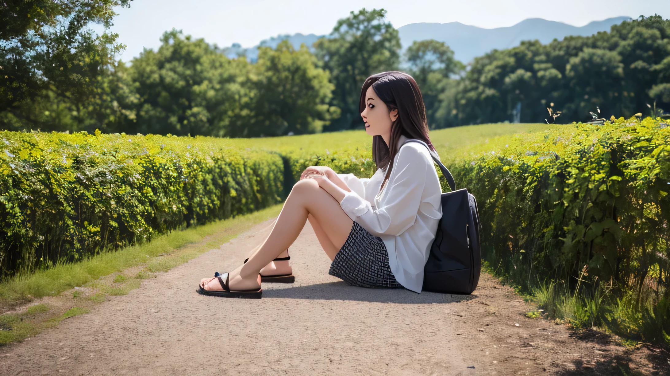 woman sitting in nature