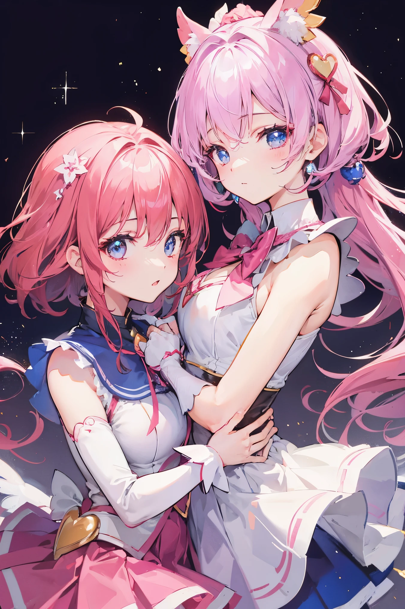 2 girls、Upper body、Magical girl