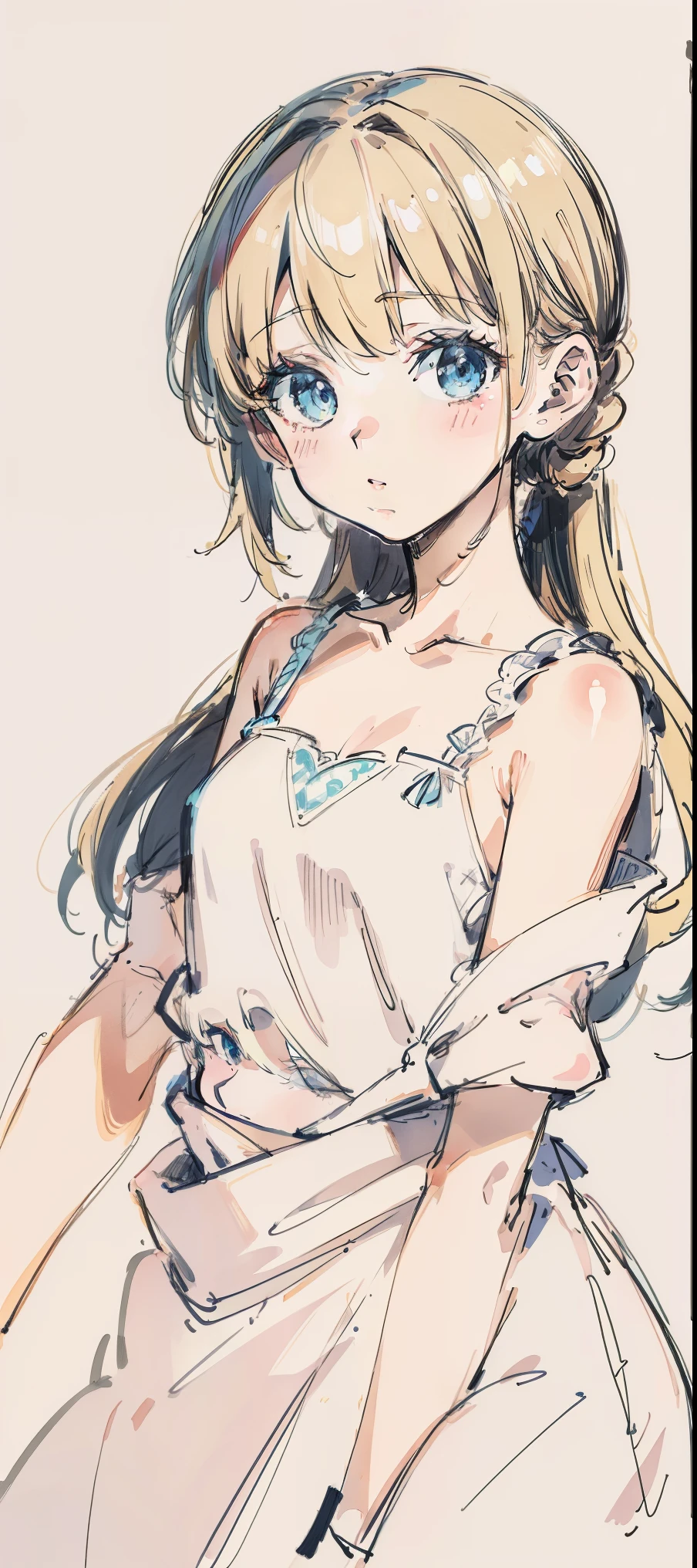 sketch style, girl, cute、Upper body