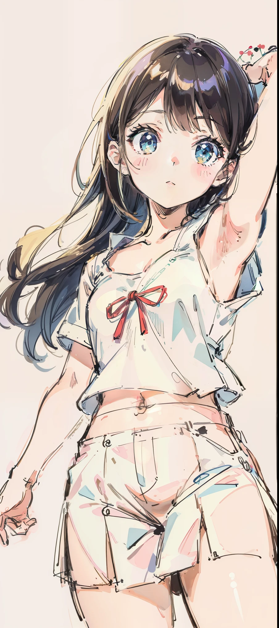 sketch style, girl, cute、Upper body、student、spring
