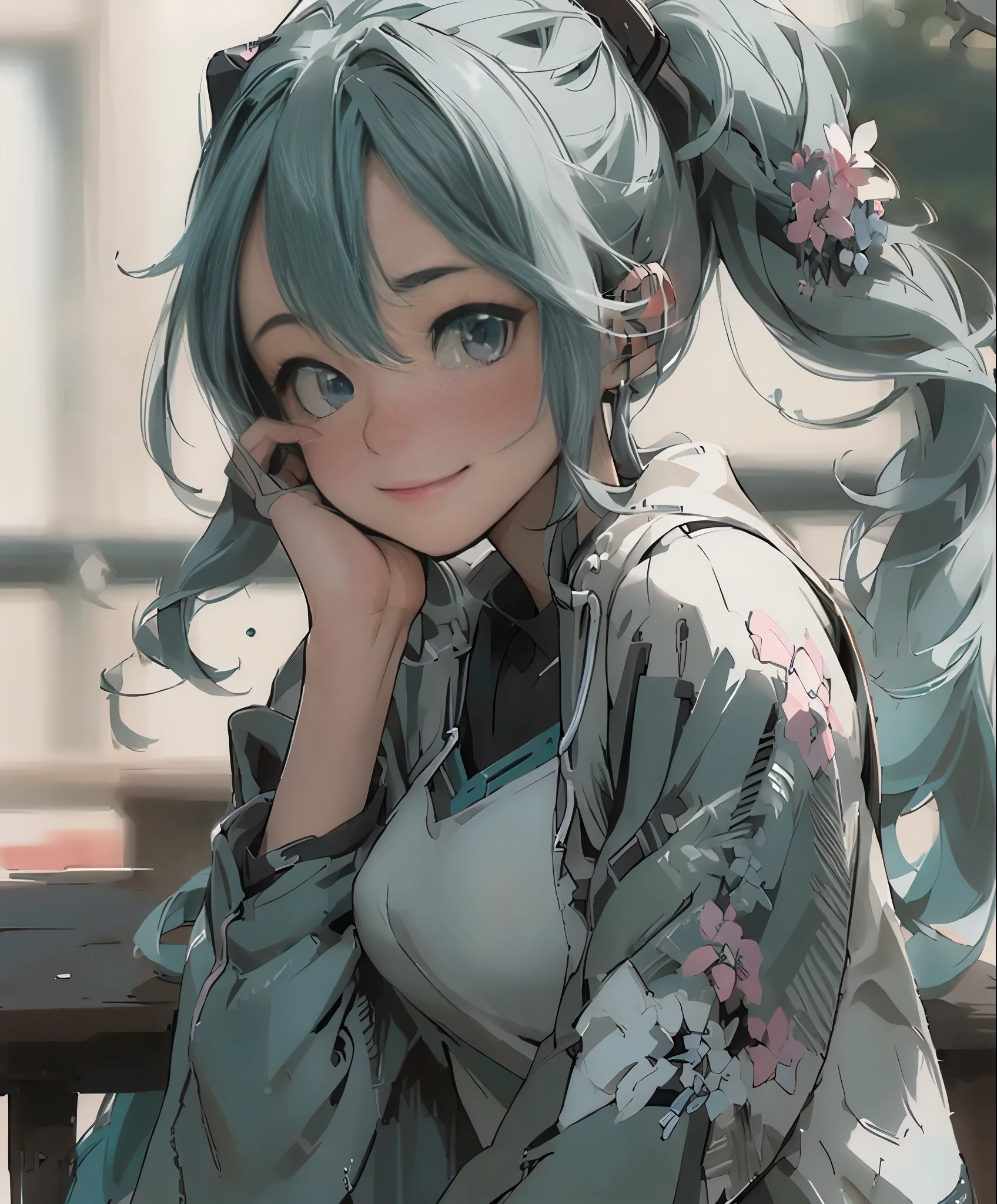 (masterpiece、最high quality、最high quality、Official Art、Beautiful and beautiful:1.2)、(One girl:1.3)Hatsune Miku、Twin tails,Big Breasts,(Random Porn Pose),(Random Hairstyles),(Best image quality,(8k),Ultra-realistic,最high quality, high quality, High resolution, high quality texture,Attention to detail,Beautiful details,Fine details,Highly detailed CG,Detailed Texture,Realistic facial expression,masterpiece,Presence),sweater,Tight mini skirt,stockings,Engineer boot