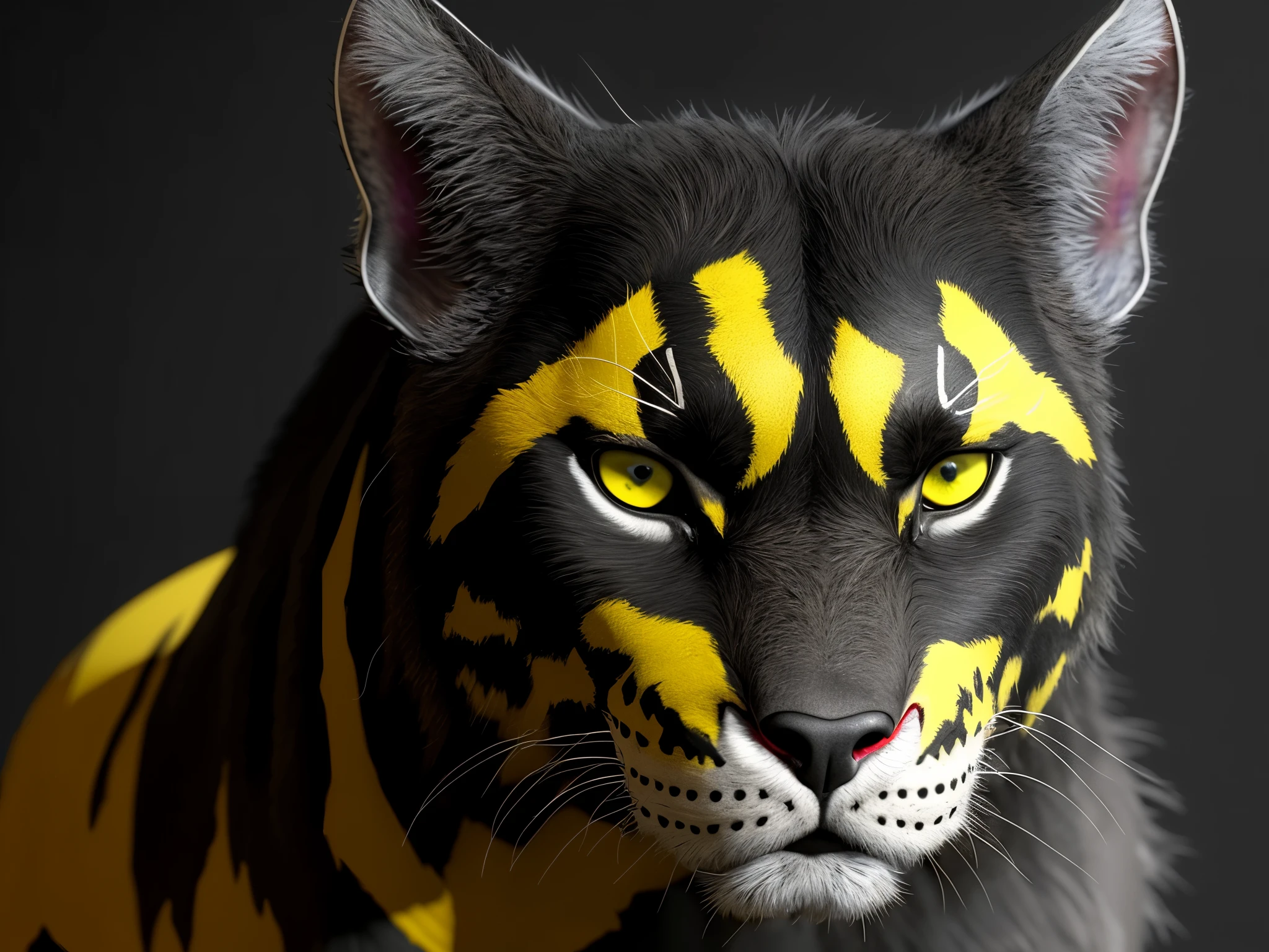 a close up of a Pantera negra with a gold face, 8k rendering”, black octane rendering, 8k CG rendering, Pantera negra, octane rendering ”, octane rendering”, high quality rendering, cgi 8k, 8k octae render photo, super detailed octane rendering, 3D rendering trends in artstation, fundo wakanda, octane rendering ] ”