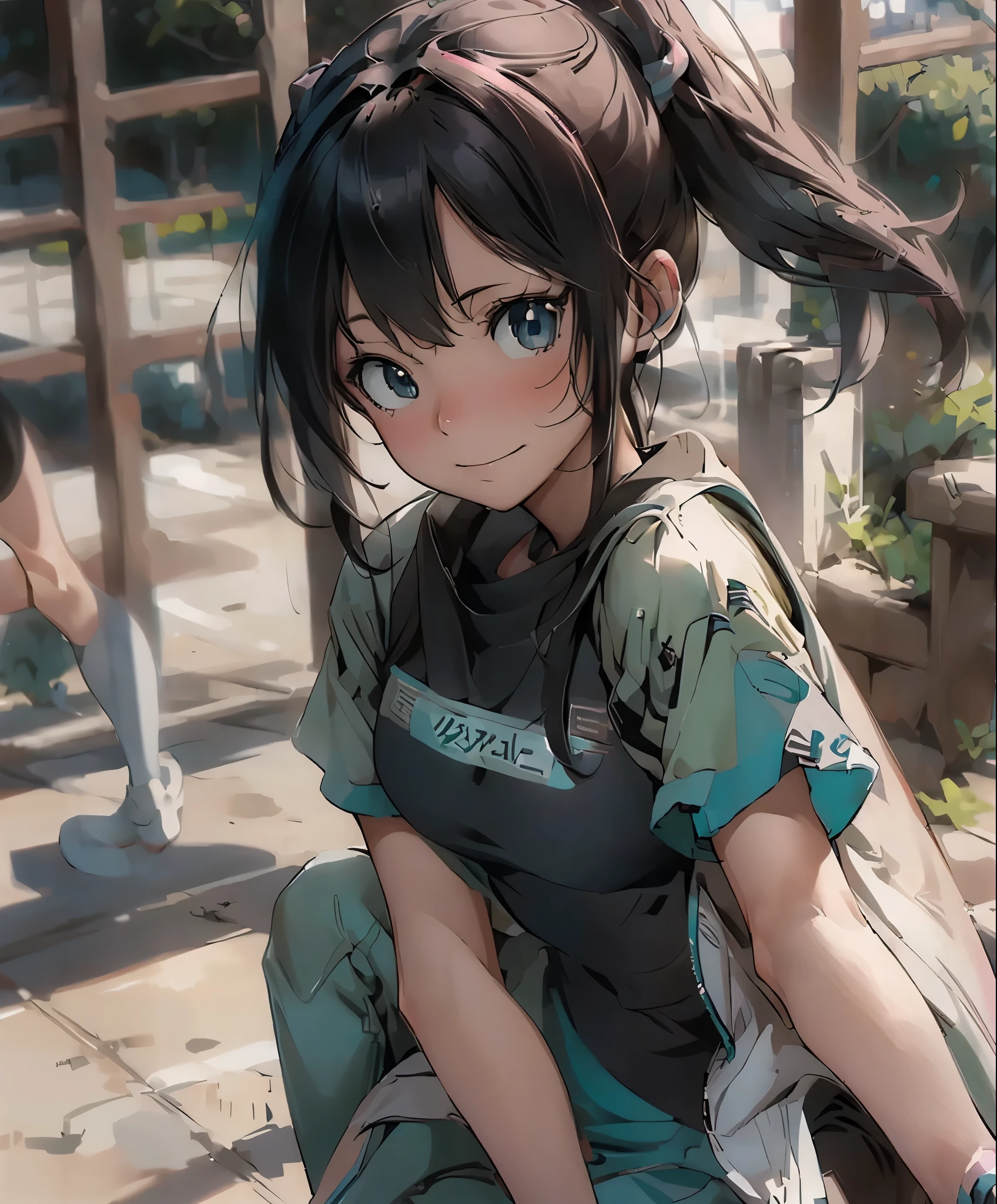 (masterpiece、highest quality、highest quality、official art、beautiful beautiful:1.2)、(1 girl:1.3)Hatsune Miku、twin tails,big breasts,table top, highest quality, 8k_wallpaper, (beautiful eyes), ((cute)), cute, (Lovely), (Please park on sunny days),1 girl,,1 ,standing girl,smile,close up of face、Portrait(((run a marathon)))、(((jogging)))、((track and field uniforms))