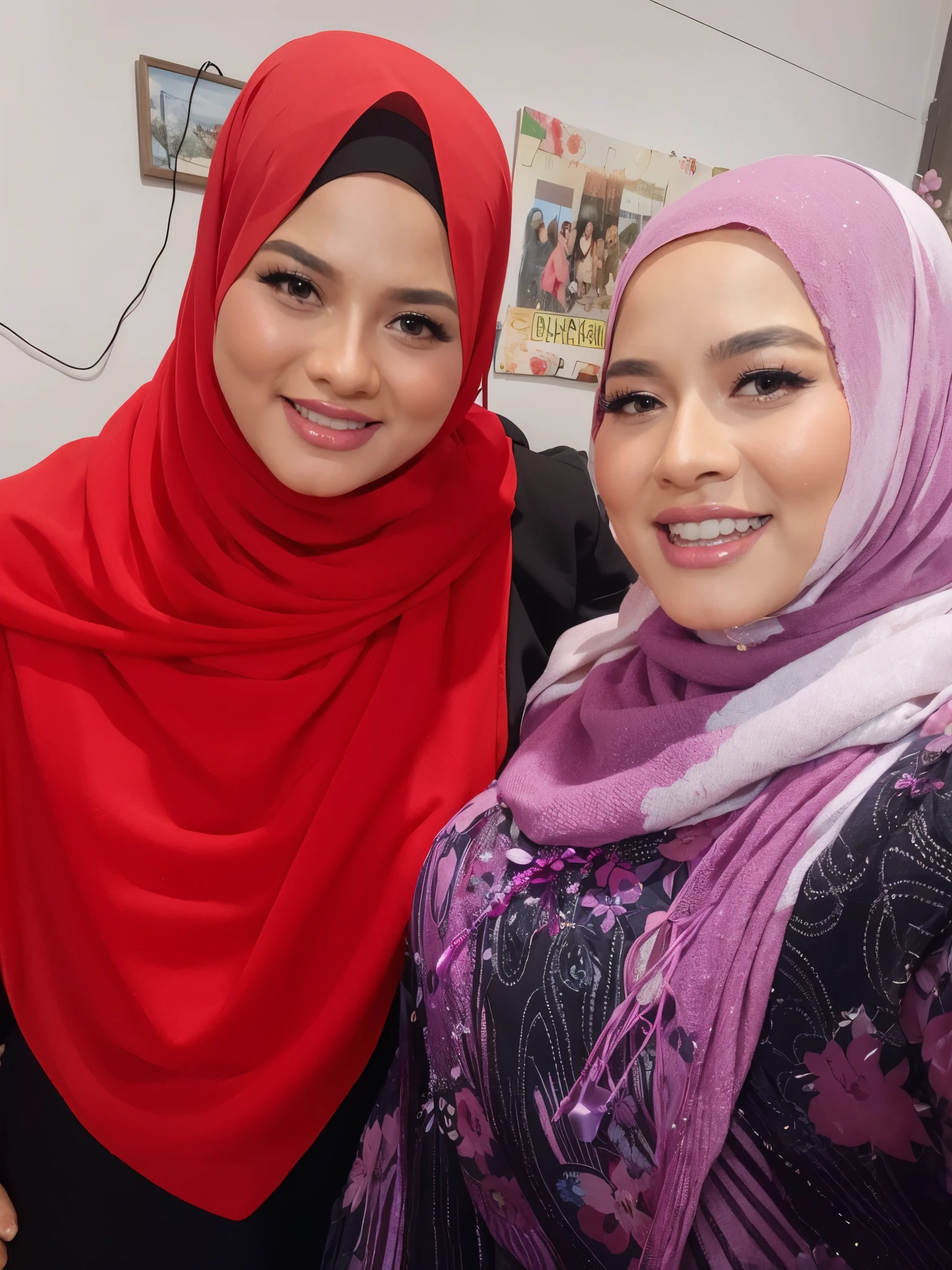 LINGERIE ((Hijab)), (Malaysia female), age 55, 8K, phototrealism, photorealism, portrait, 85mm lens, depth of field, delicate skin luster, blindfolded, plump lips, chubby, (Haruka Ayase), white camisole, prison, chained from earlobe to nose, wearing a collar for large dogs, ( wearing a septum), professional lighting