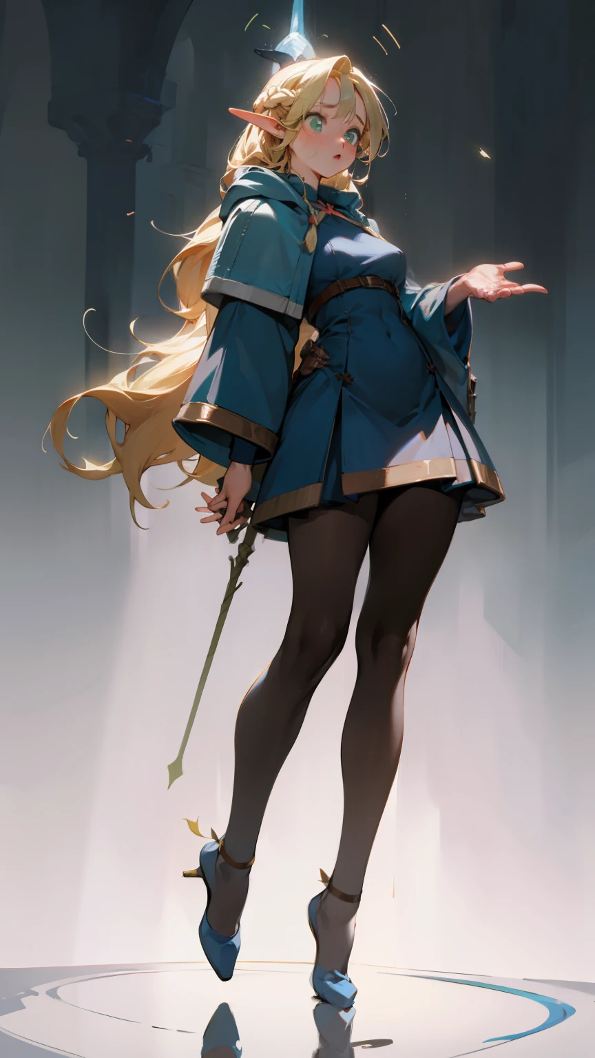 glow,masterpiece, beautiful, 4K, best quality, cute face, pantyhose,whole body,standing posture,White Witch