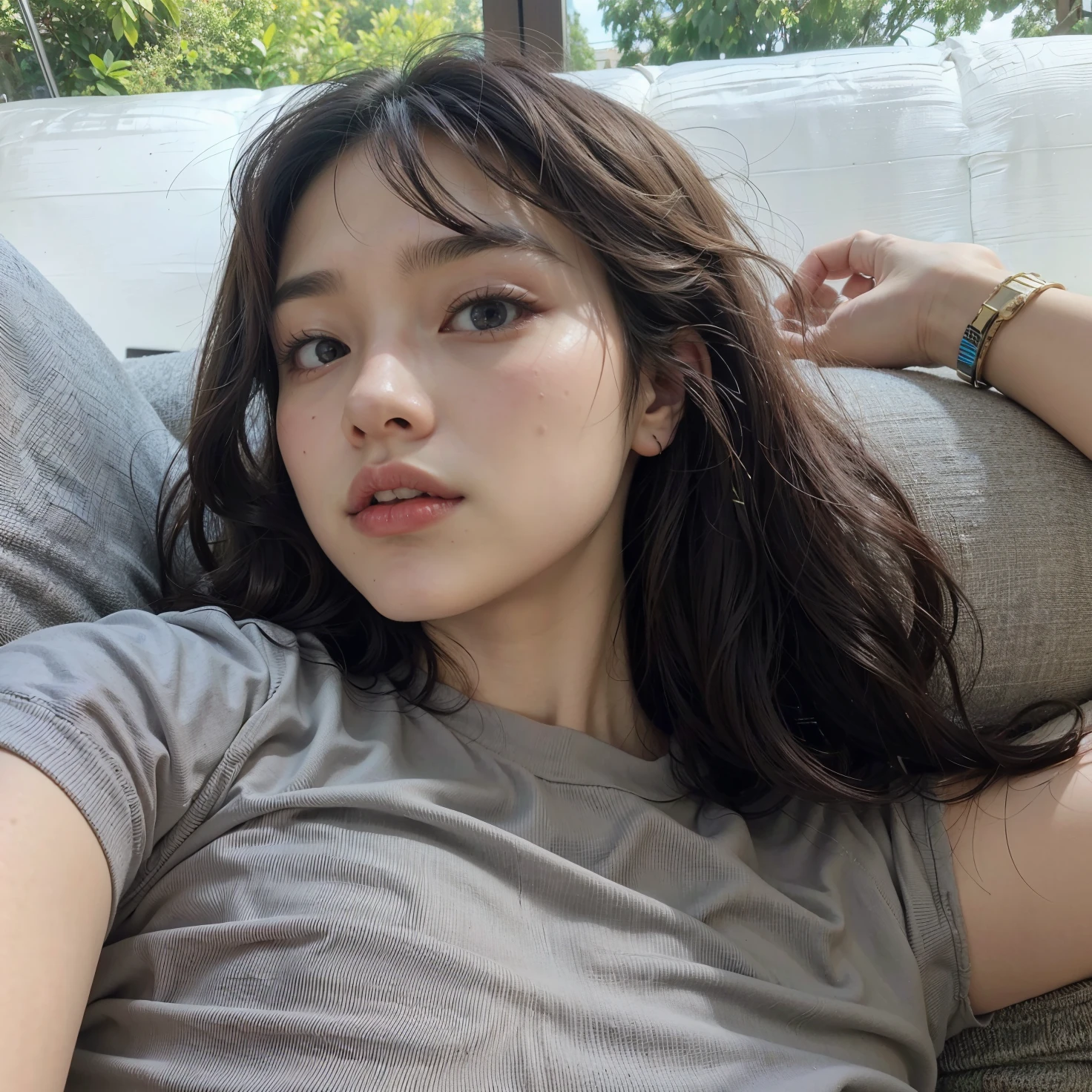 there is a woman lying on a sofa with her arm resting on her chest, bae suzy, linda mulher sul-coreana, Heonhwa Choe, linda jovem coreana, Jaeyeon Nam, imagem vazada, gema chen, linda jovem coreana, wenfei you, coreana, Gongbi, hye kyo song, Jiyun Chae, Kim Jovem Gi