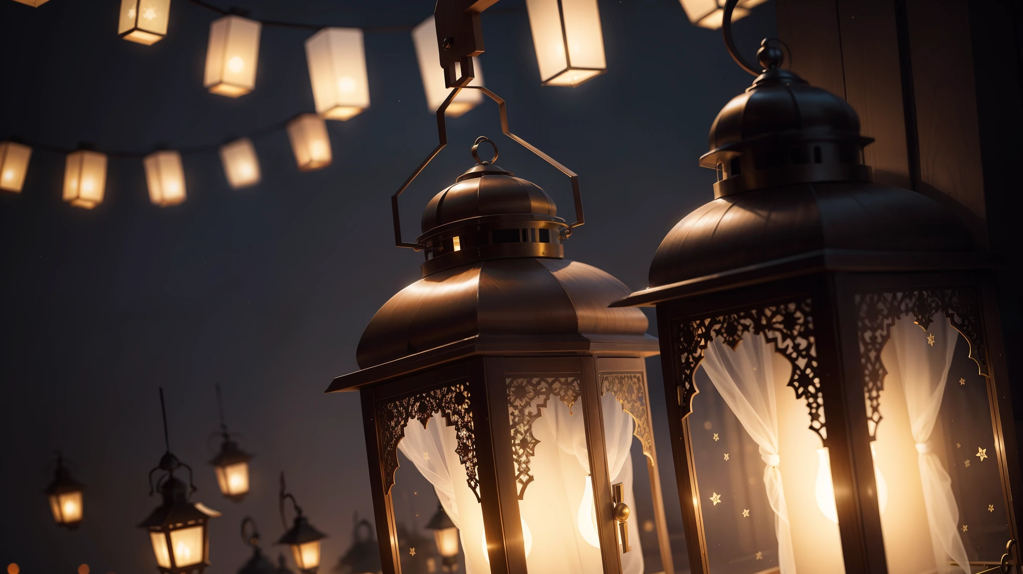 Ramadan lights illuminate the festive scene with lantern