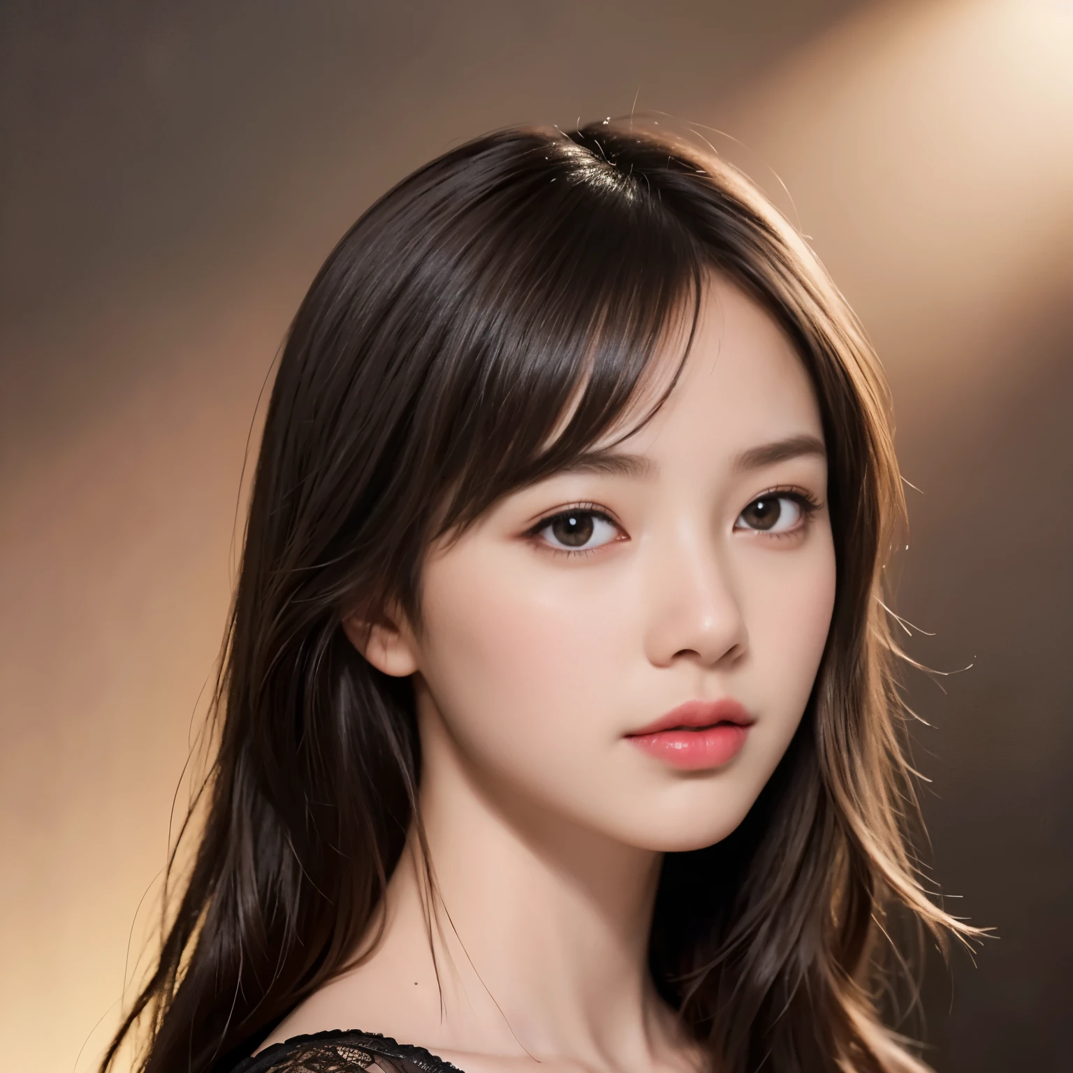 skinny beautiful princess  girl (age: 17 year's old), top-quality、​masterpiece、超A high resolution、(Photorealsitic:1.4)、Raw photo、1 beautiful girl、Black hair、glowy skin、((1 yoGirl))、((super realistic details))、detailed eyes、thin lipped, octan render、8K、ultrasharp、detailed background、Japan details、highly intricate detail、Realistic light、Black eyes pupil、radiant eyes、Facing the camera