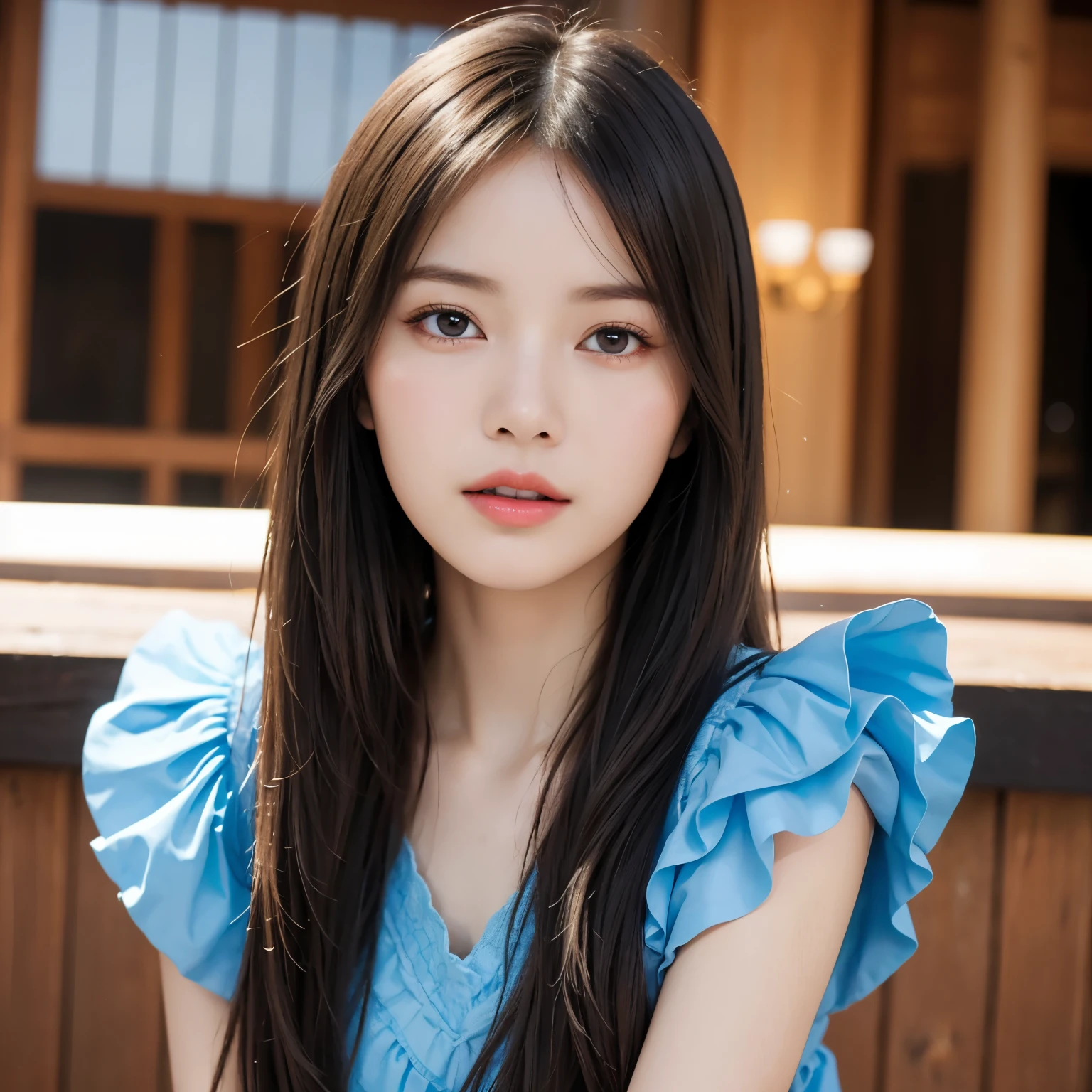 skinny beautiful princess girl (age: year, top-qual、masterpiece、超A high resolution、(Photorealsitic:1.4)、Raw photo、1 beautiful girl、Black hair、glowy skin、((1 young Girl))、((super realistic details))、detailed eyes、thin lipped, octan render、8K、ultrasharp、detailed background、Japan details、highly intricate detail、Realistic light、Black eyes pupil、radiant eyes、Facing the camera