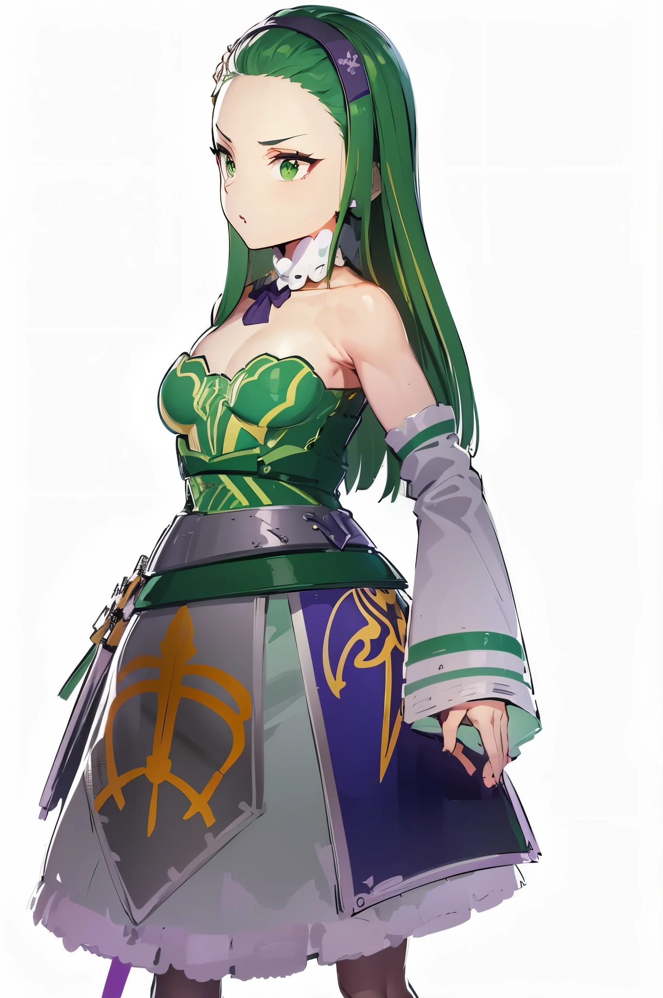 green hair,all back,long hair,hair band,4k,8k,highest quality