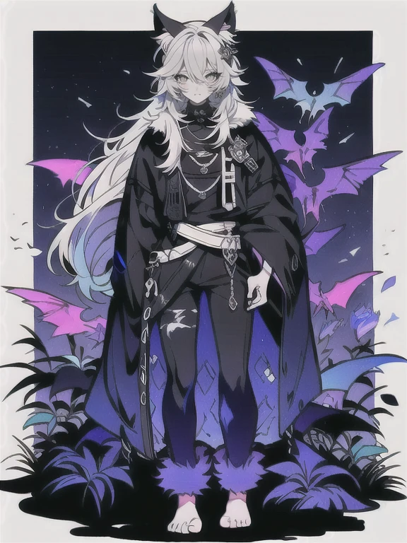 solo, 1boy,「white hair,cerulean blue」long hair,  {{nighthawk mask}},  There&#39;s a man wearing a costume, {fox tail,} {one wing of a crow} Farson!!!!, furry Farson, furry characters, furry anime, Farson, furry paws furry, Furry shots, there is nothing, very hairy, furry artist, upright, [[[Anthropomorphic Nue]]] virtual youtuber, full body