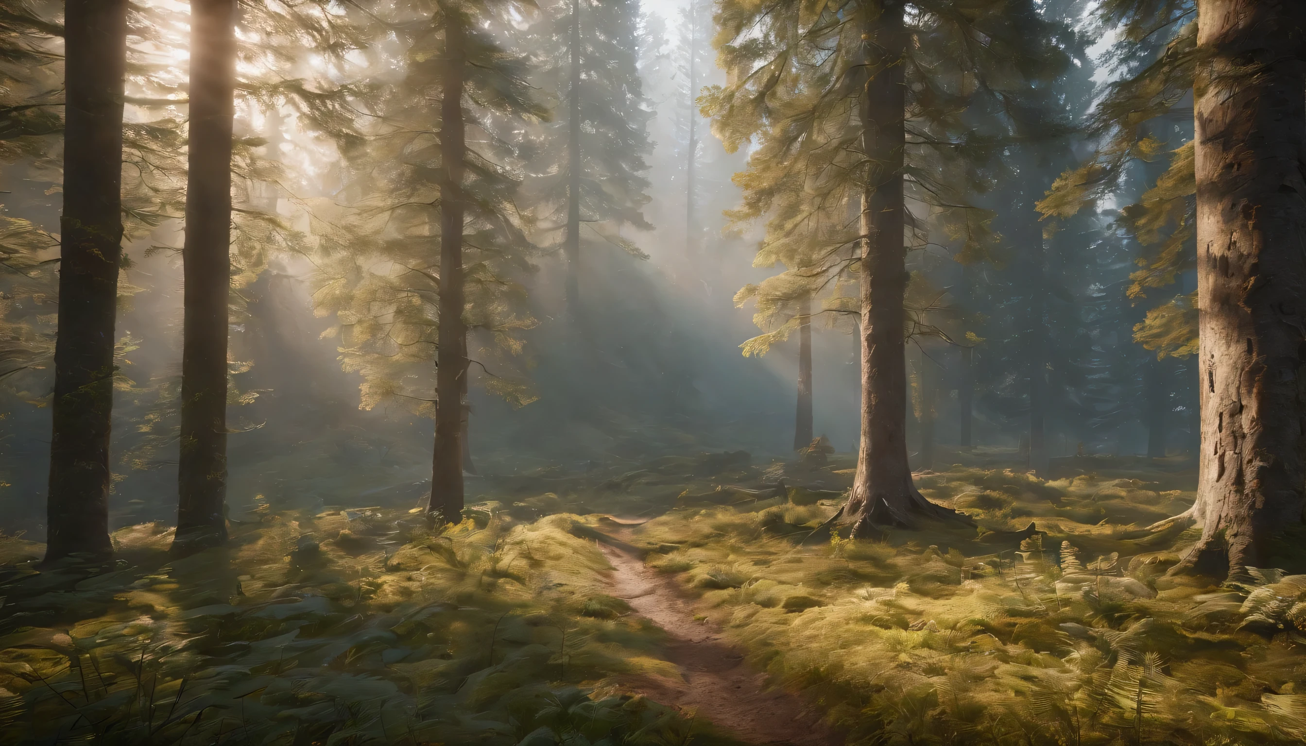 (Highly detailed CG Unity 8k wallpaper、masterpiece、highest quality、Super detailed)、(best lighting、best shadow、very delicate and beautiful)、highest quality、8k、Detailed facial depiction、masterpiece、highest quality、clear image quality、
Sweden'deep forest and blue々A photo that captures a landscape with a forest spreading out.。