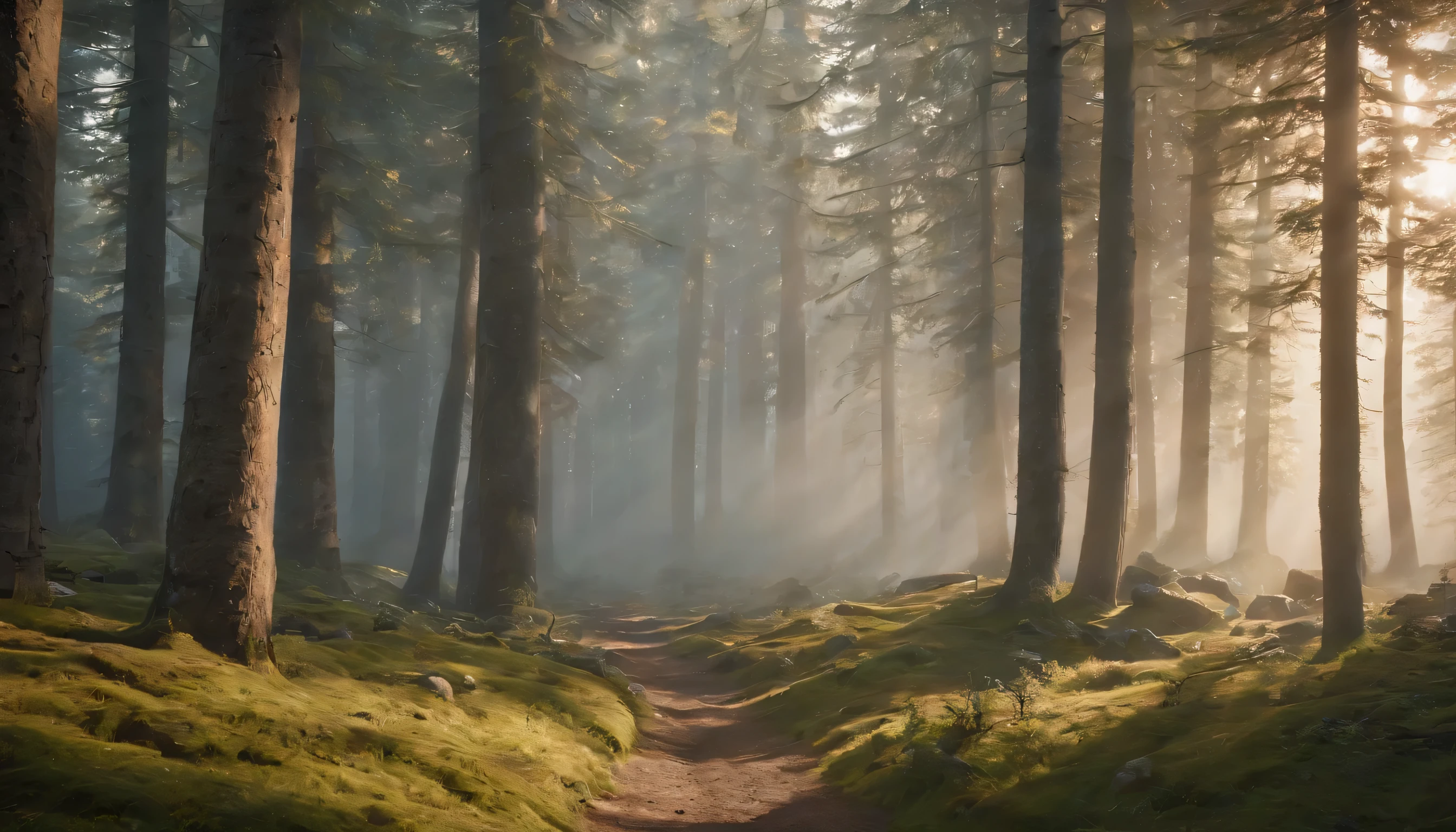 (Highly detailed CG Unity 8k wallpaper、masterpiece、highest quality、Super detailed)、(best lighting、best shadow、very delicate and beautiful)、highest quality、8k、Detailed facial depiction、masterpiece、highest quality、clear image quality、
Sweden'deep forest and blue々A photo that captures a landscape with a forest spreading out.。