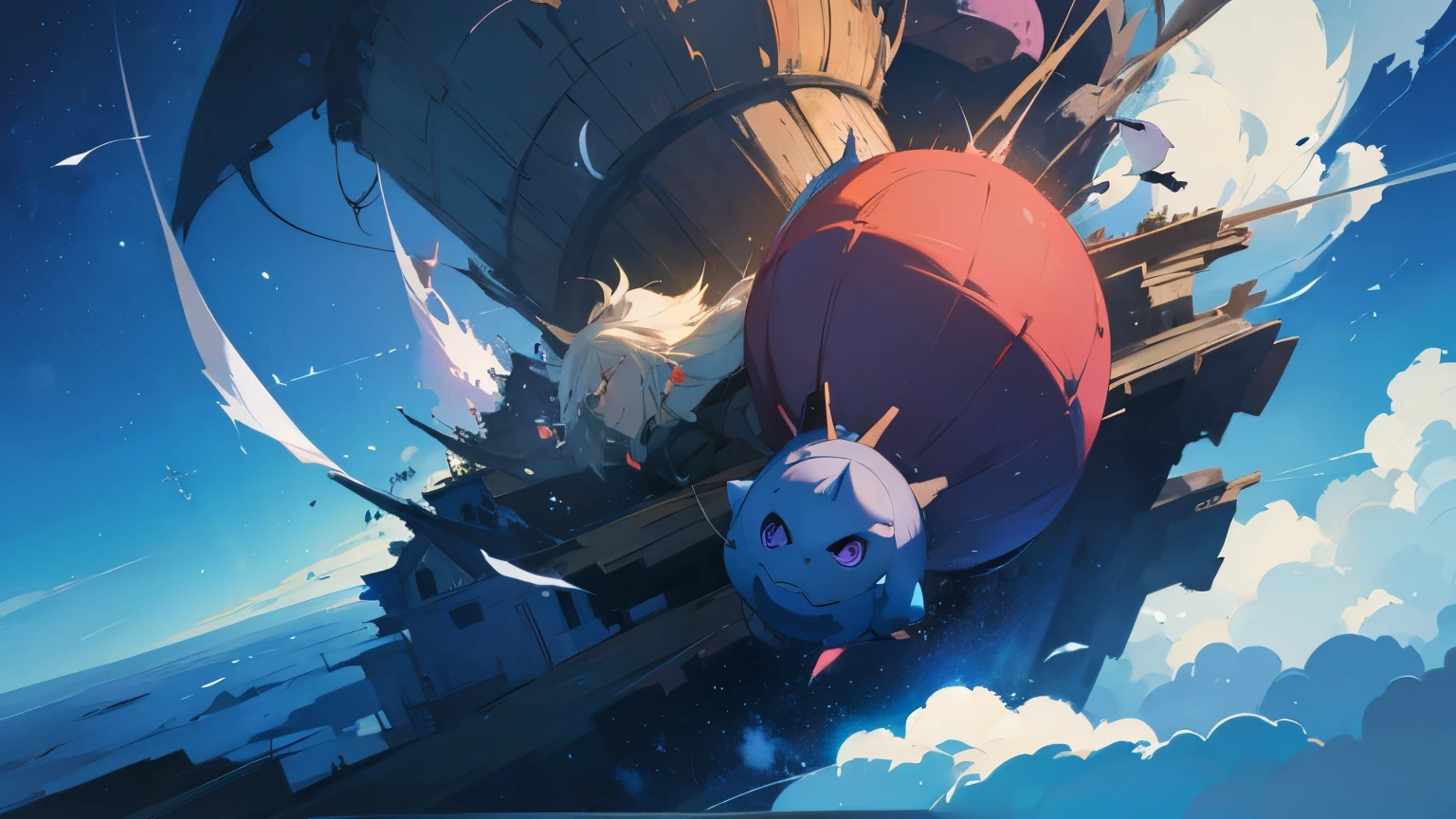 An animated image of the Howl's moving castle in the movie