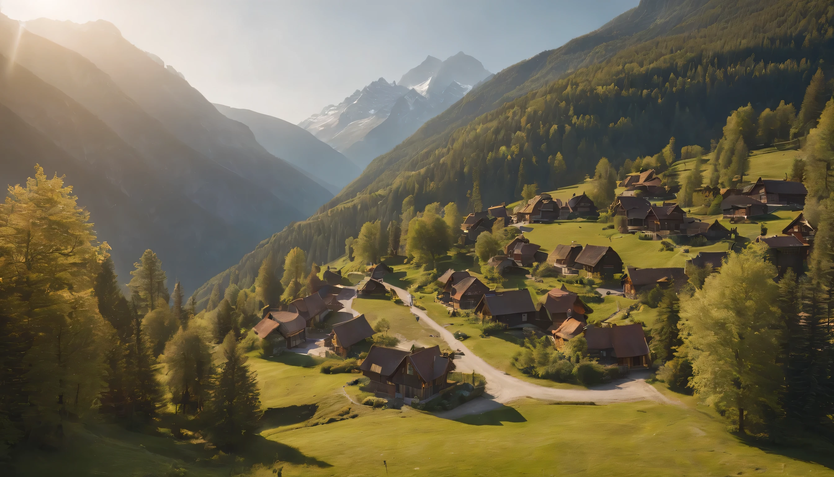 (Highly detailed CG Unity 8k wallpaper、masterpiece、highest quality、Super detailed)、(best lighting、best shadow、very delicate and beautiful)、highest quality、8k、Detailed facial depiction、masterpiece、highest quality、clear image quality、
Swedish streets and small villages々A scenic mountain with々A photo of a landscape surrounded by。