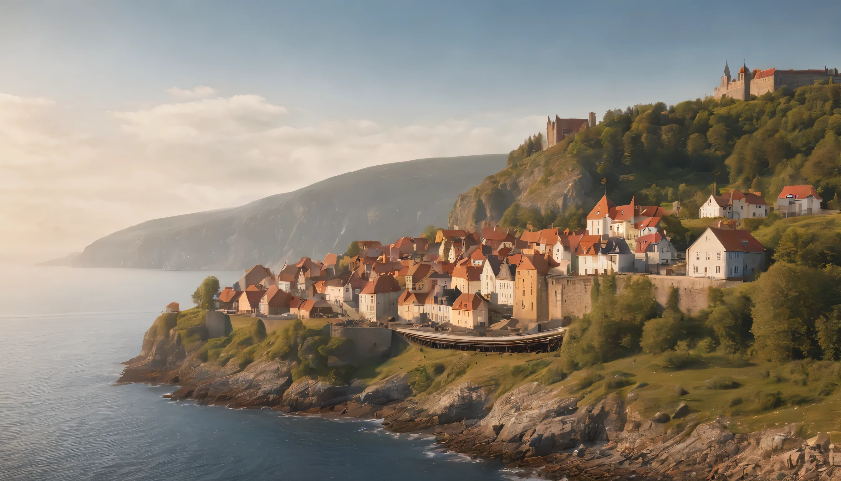 (Highly detailed CG Unity 8k wallpaper、masterpiece、highest quality、Super detailed)、(best lighting、best shadow、very delicate and beautiful)、highest quality、8k、Detailed facial depiction、masterpiece、highest quality、clear image quality、
sweden landscape photos&#39;Cape and coastline from the train window。