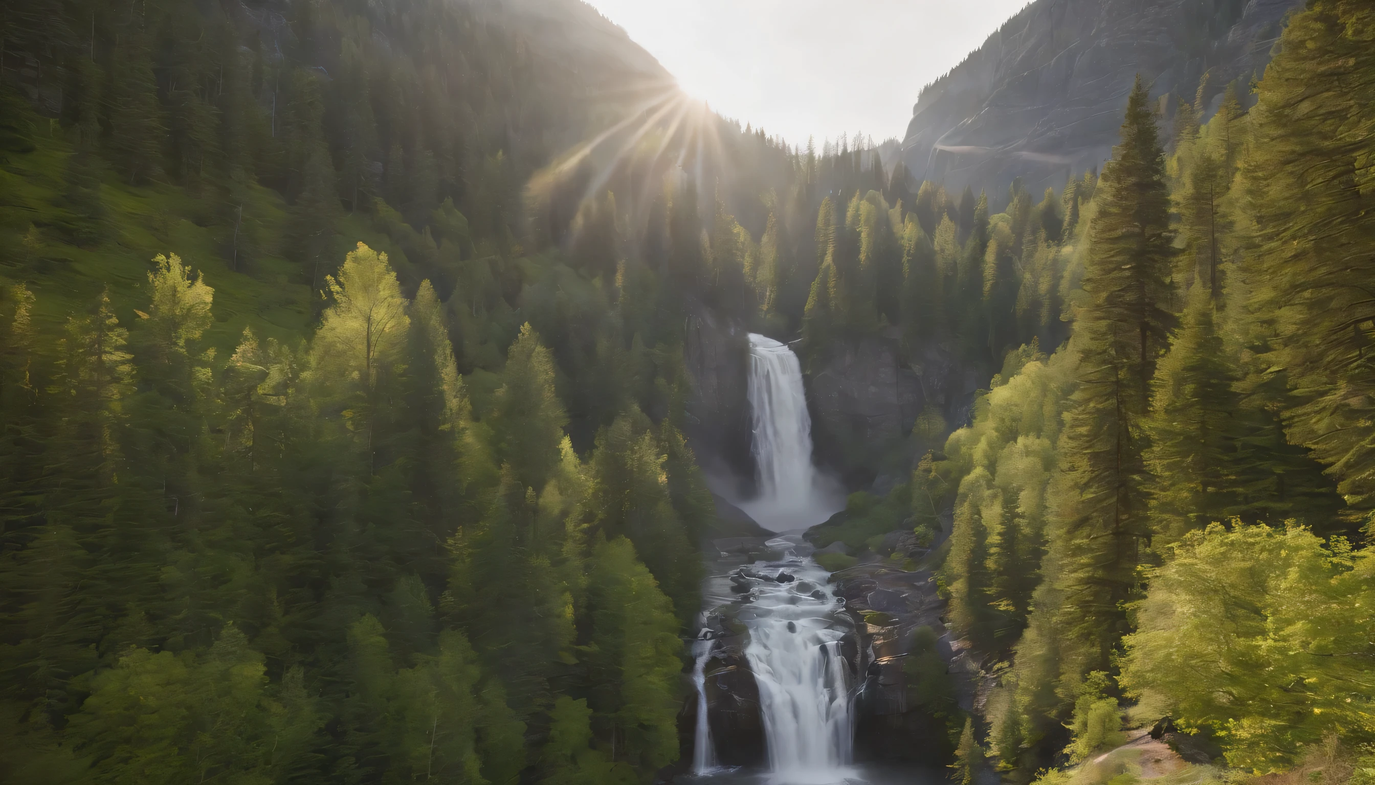 (Highly detailed CG Unity 8k wallpaper、masterpiece、highest quality、Super detailed)、(best lighting、best shadow、very delicate and beautiful)、highest quality、8k、Detailed facial depiction、masterpiece、highest quality、clear image quality、
A photo taken from the car window of a Swedish valley with waterfalls and clear streams flowing through it..。