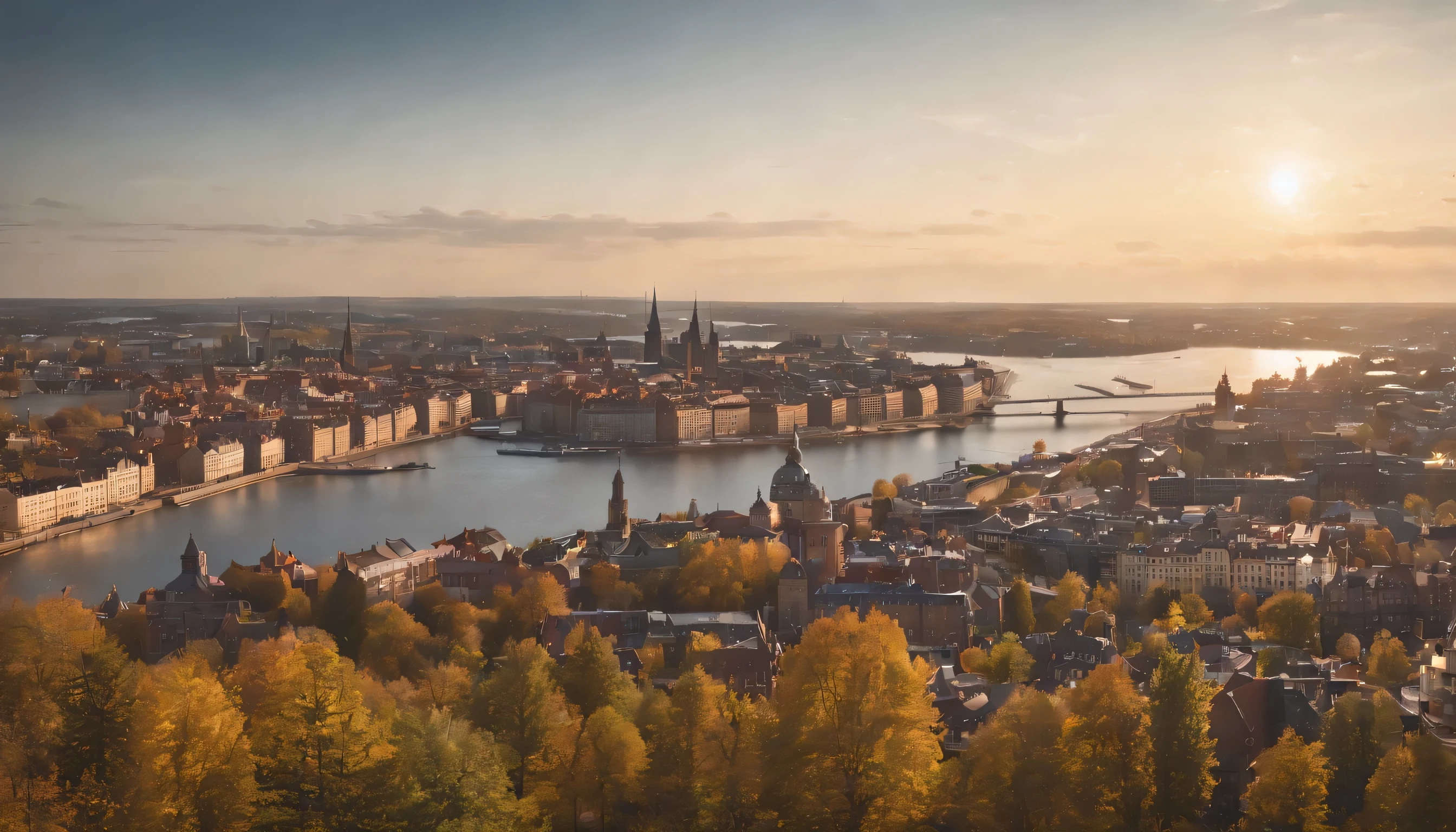 (Highly detailed CG Unity 8k wallpaper、masterpiece、highest quality、Super detailed)、(best lighting、best shadow、very delicate and beautiful)、highest quality、8k、Detailed facial depiction、masterpiece、highest quality、clear image quality、
Photos of Swedish landscapes'Modern cityscape with skyscrapers。