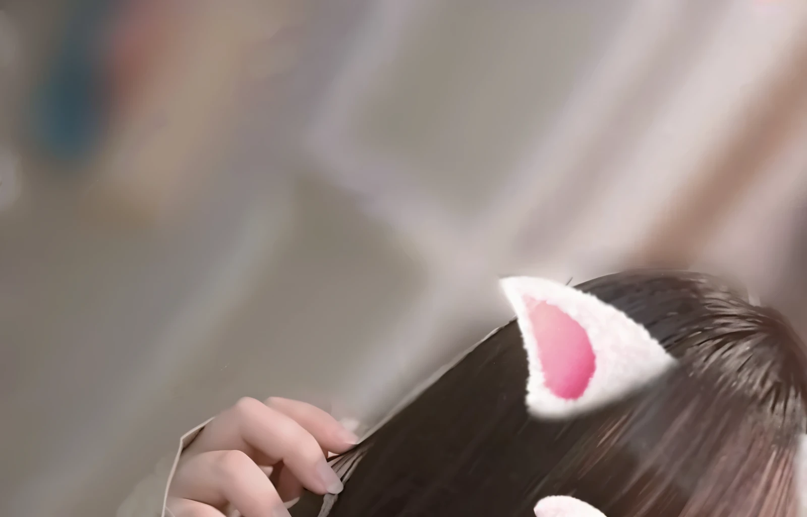 There's a woman taking pictures with rabbit ears on her head., girl with Cat ear, fake Cat ear, kemonomimi, woman with Cat ear, anime girl with Cat ear, Cat ear on her head, very beautiful cute cat girl, anime cat girl, Cat ear, anime cat, 魅力的なcat girl, cute anime cat girl, cat girl、tits、penis