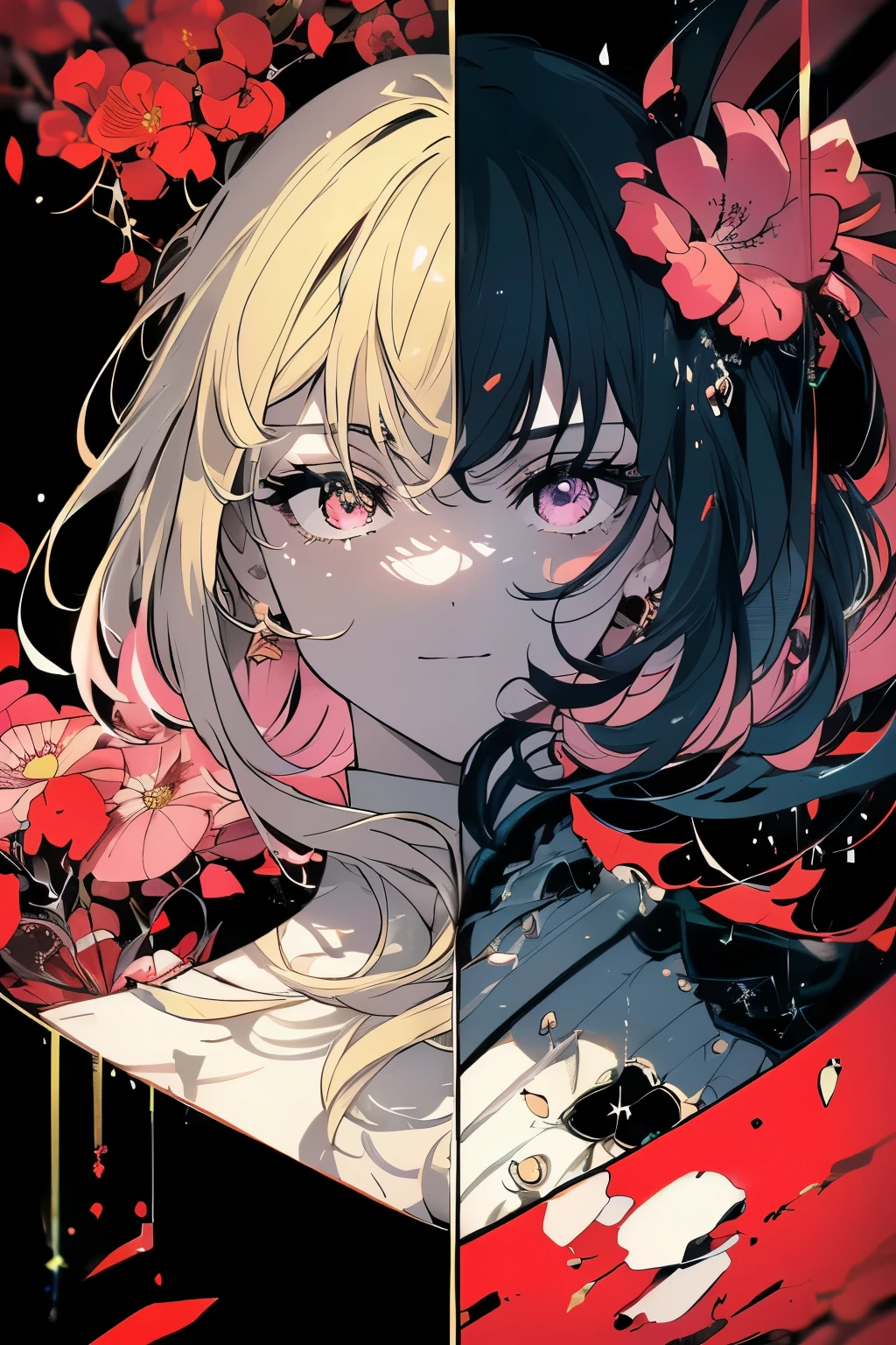 ((8K resolution))、((highest quality))、((masterpiece))、((Super detailed))((((dramatic))), (((Rough feeling))), (((intense))) magazinecover of、The main character is a handsome woman.、He stands confidently in the center of the poster，whole body、short hair,two block、hipster、kimono、there was a smile on her face。The background is colorful and rough，I have strong feelings。The article is bold and eye-catching，catchyなスローガンとともに，whole, The shadow is clear、Calm atmosphere。colorful flowers々、sky green、pink、green、yellow、red、green、purple，Dotted with bright colorake the poster that&#39;sitmic and visually striking，tachi-e (magazine:1.3), (cover style:1.3), center of fashion, lively, clothing, pose on top, front,rich colorful，that&#39;sit，have confidence，Express，halter neck，statement，attachment，majestic，coil，around it，scene，article，cover of，boldness，to attract attention，title，center of fashion，typeface，catchy，titleオーレビッグ，smart、modern、tendency、i concentrate、center of fashion