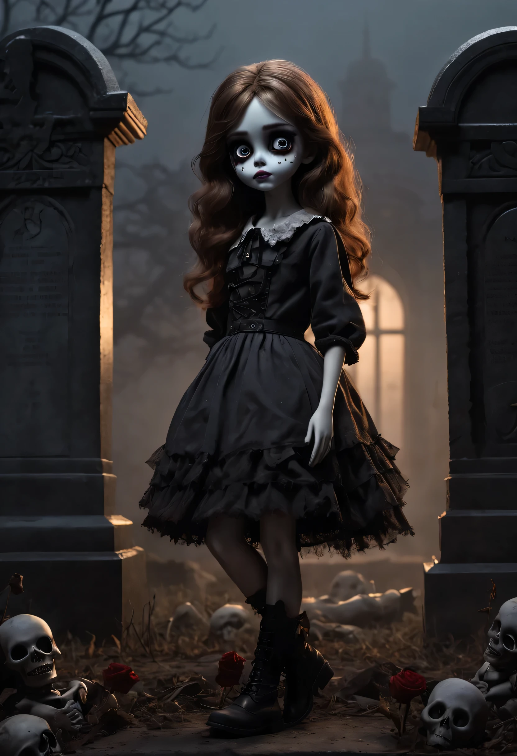 Create a redesign image for Draculaura [Monster High] using gothic and ta style