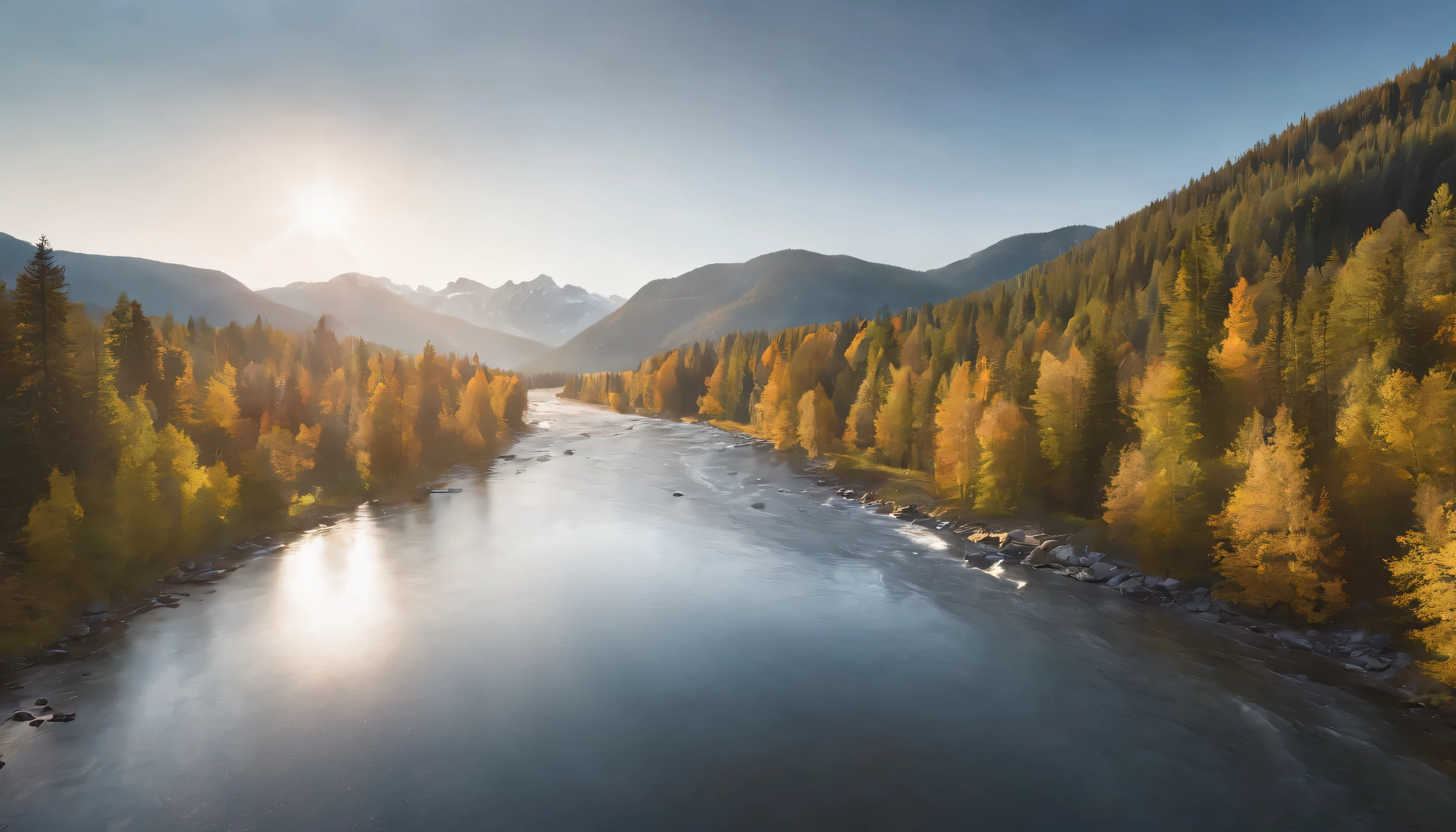 (Highly detailed CG Unity 8k wallpaper、masterpiece、highest quality、Super detailed)、(best lighting、best shadow、very delicate and beautiful)、highest quality、8k、Detailed facial depiction、masterpiece、highest quality、clear image quality、
A photo of a Norwegian forest and a clear stream flowing through the forest as seen from the train window.。