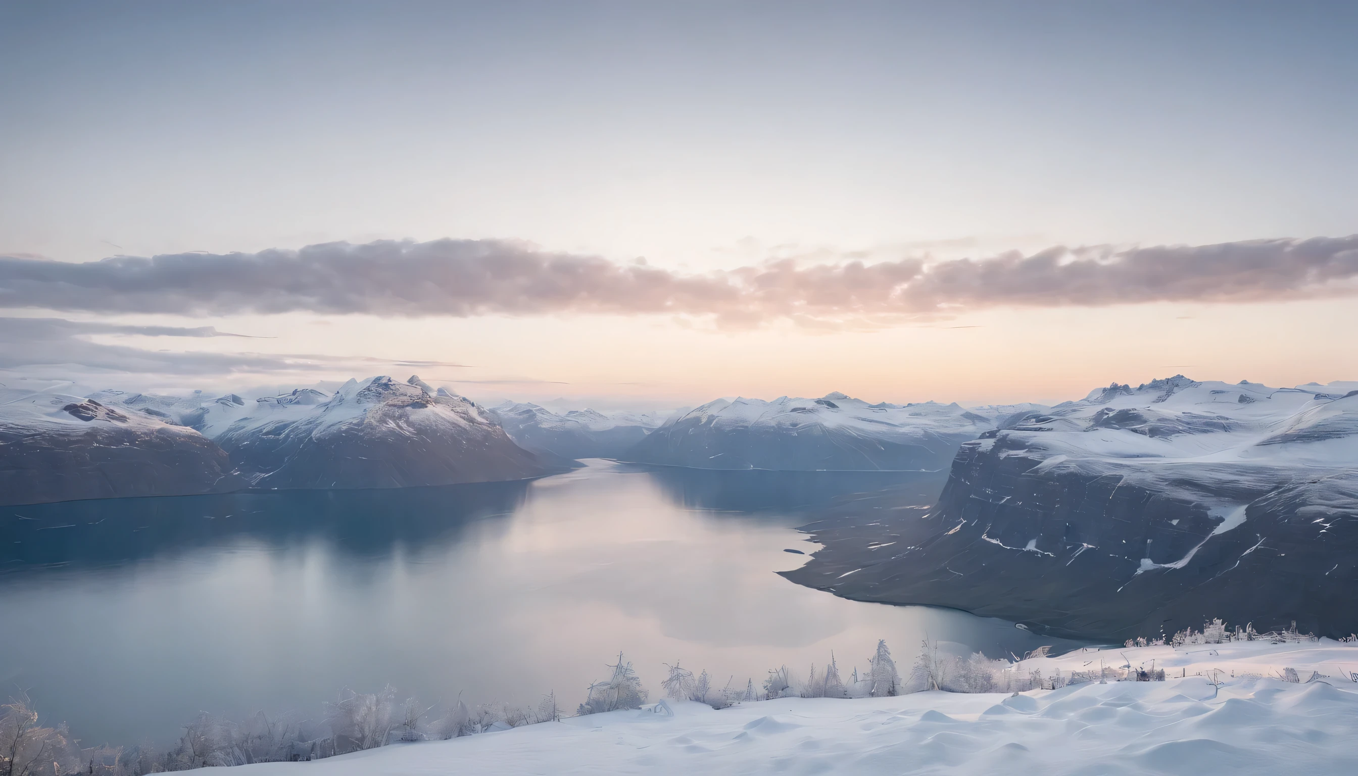 (Highly detailed CG Unity 8k wallpaper、masterpiece、highest quality、Super detailed)、(best lighting、best shadow、very delicate and beautiful)、highest quality、8k、Detailed facial depiction、masterpiece、highest quality、clear image quality、
Photographs depicting the desolate landscape of Norway'Beautiful scenery of the arctic circle and polar night.。