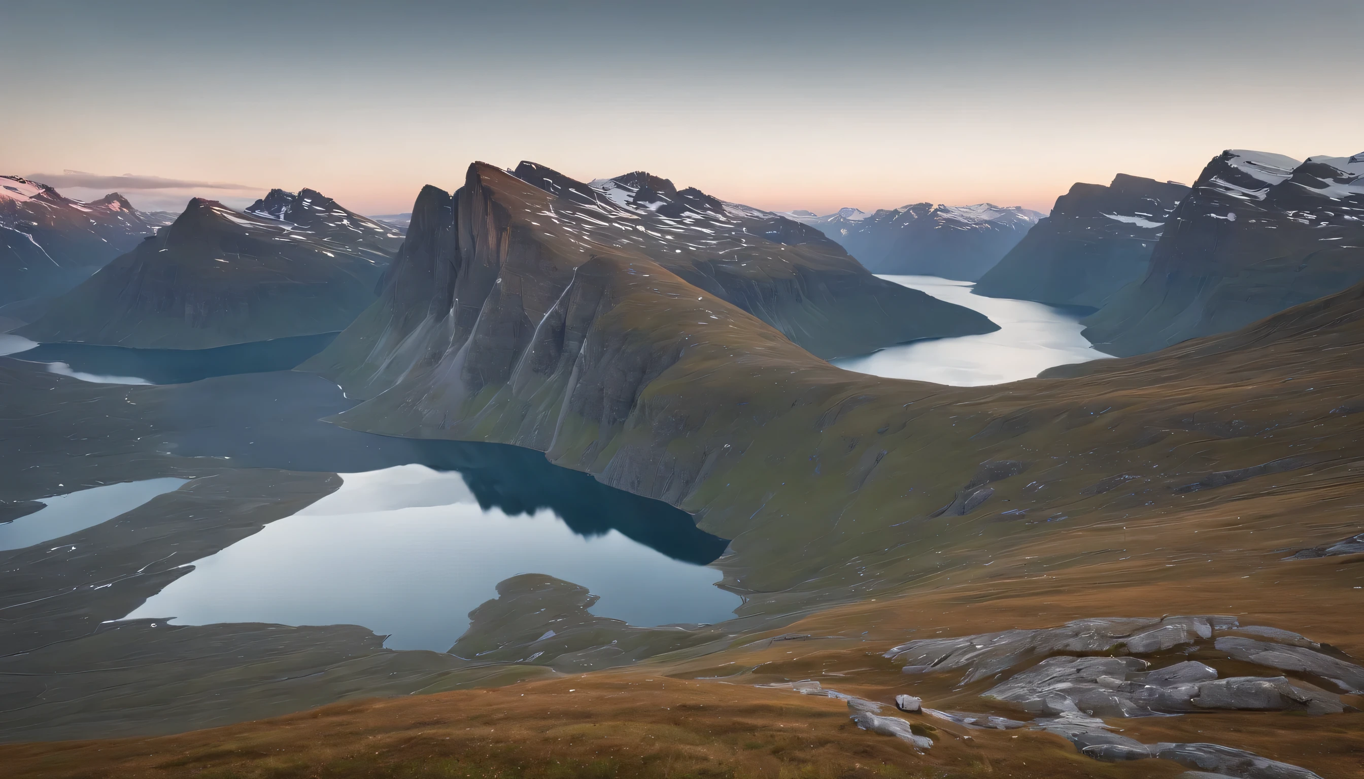 (Highly detailed CG Unity 8k wallpaper、masterpiece、highest quality、Super detailed)、(best lighting、best shadow、very delicate and beautiful)、highest quality、8k、Detailed facial depiction、masterpiece、highest quality、clear image quality、
Photographs depicting the desolate landscape of Norway'Beautiful scenery of the arctic circle and polar night.。