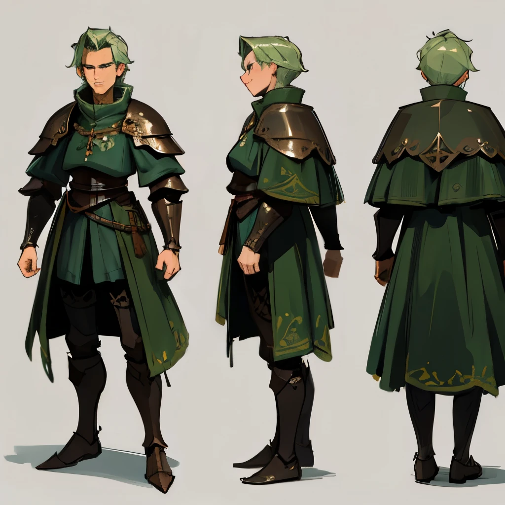 Moss Green, bronze, and black medevial gambeson armor design