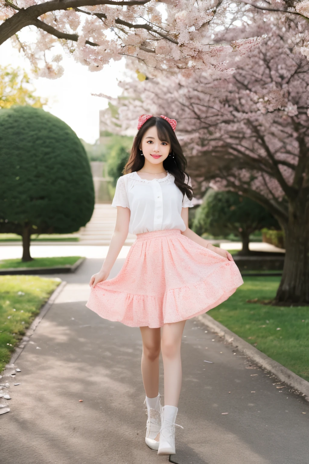 girl spring swinging fluttering skirt girl lolita