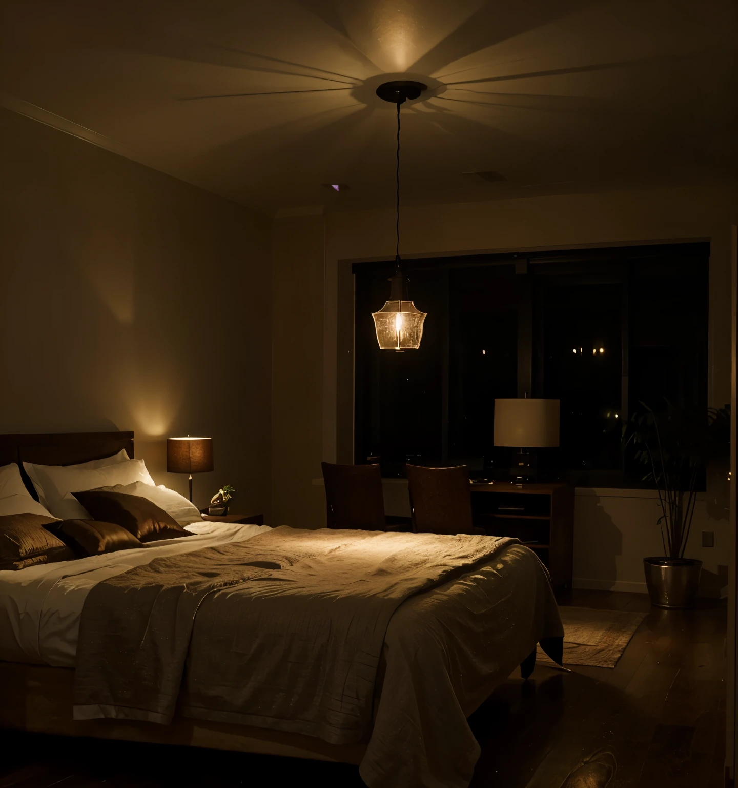 Create a dimly lit place indoors