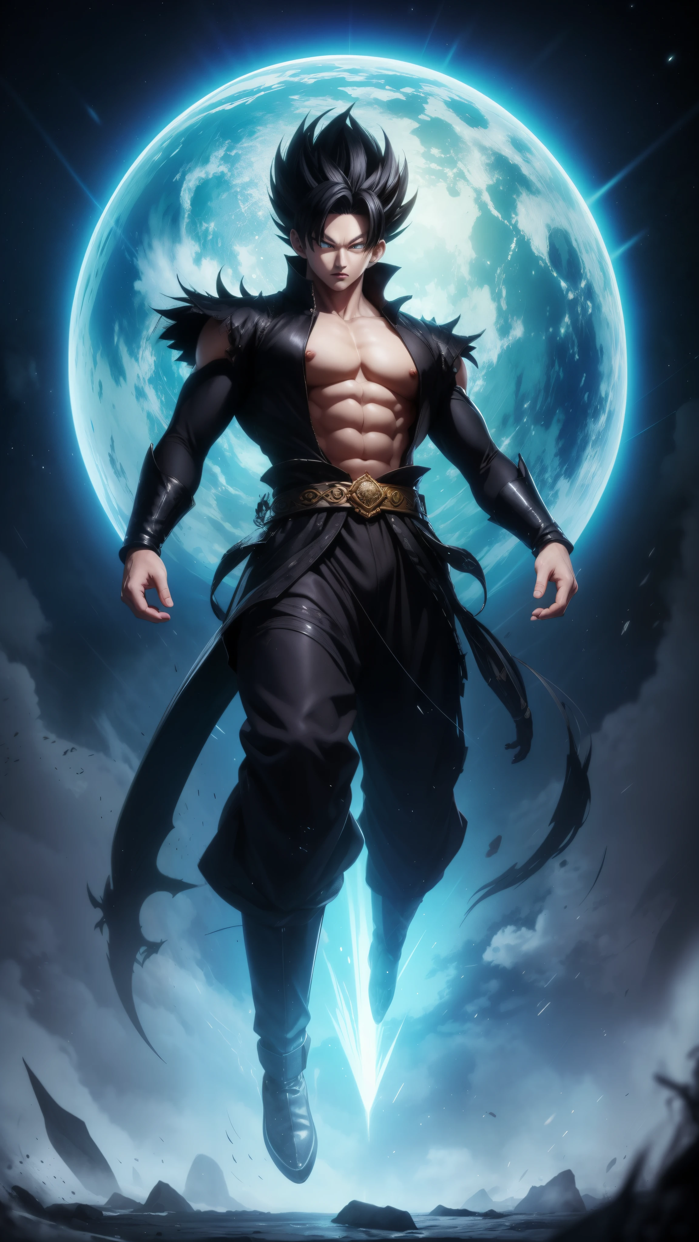 Bước vào thế giới của Black Demon God, một sinh vật có khuôn mặt đẹp trai và đôi mắt đỏ rực sẽ quyến rũ bạn. In his transformed state, anh ta toát lên bản năng và sức mạnh cực độ, Make an epic anime about this energy man. Xem. This concept art is straight out of the Dragon Ball Universe, With manga-style 8K wallpapers that will take you to another dimension.