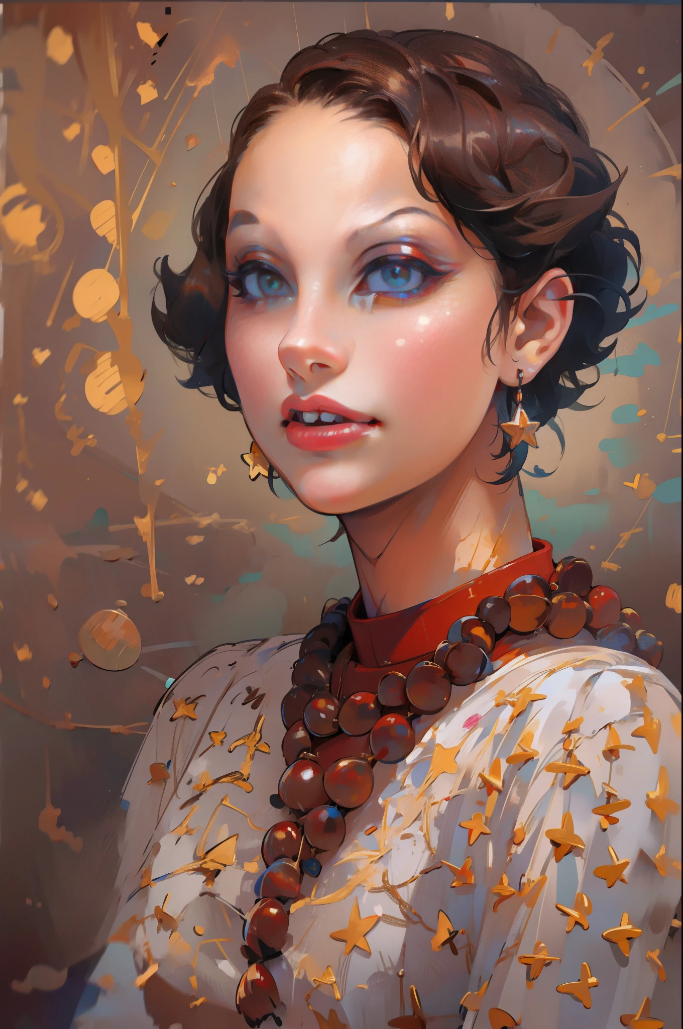samdoesarts style award winning half body portrait of a beautiful woman in a croptop and cargo pants with ombre navy blue teal hairstyle with head in motion and hair flying, paint splashes, splatter, outrun, vaporware, shaded flat illustration, digital art, trending on artstation, highly detailed, fine detail, intricate
