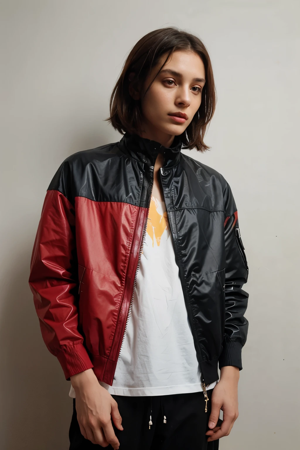 Analog style, contemporary stylish drip clothing collection with futuristic color palette