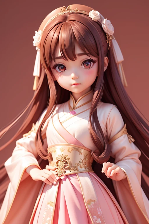 monochrome、girlと一緒に, a bit、amber, , pastel silk pink medium dress, luxury fabric、漢服ドレス girlが着る服とは?、Traditional Chinese、Features a luxurious design and color。the dress is normal、Design that covers all body shapes、Features long sleeves and ornate decorations.。 hairstyle: girl&#39;hair、伝統的な中国hair型にアレンジされているかもしれません。It is commonly decorated with hair ornaments or hairpins.。Bun or long hair（Benpatsu）styles such as。 ornaments: 漢服の服を着たgirl、ornamentsを身につけることがあります。This too、necklace、earrings、手首や足首のornamentsなどが含まれる場合があります。これらのornamentsは、It is generally chosen to match the design and color of the dress.。.。 facial expressions and poses: girlの表情やThe pose is、You can be calm and classy。Does she have a confident smile???、or、she may be smiling like a woman..。The pose is、A design that brings out her elegance and elegance.。 background: 絵のbackgroundには、May depict traditional Chinese landscapes and architecture.。for example、garden、temple、or mountains々may be drawn。this is、Helps add Chinese culture and atmosphere to the overall picture。 long hair、long dress、super beautiful、超delicate、super masterpiece、Big eyes、The finest dresses、brown hair、amber, , medium pastel violet white, luxury fabric, dithering, extensive,viewer lucky brown,wearing a dress、、There are no protrusions on the head、頭部hairの毛部分に突起はありません., long hair、long dress、super beautiful、超delicate、super masterpiece、Big eyes、delicate、super beautiful、Hanfu Pink、超delicate、