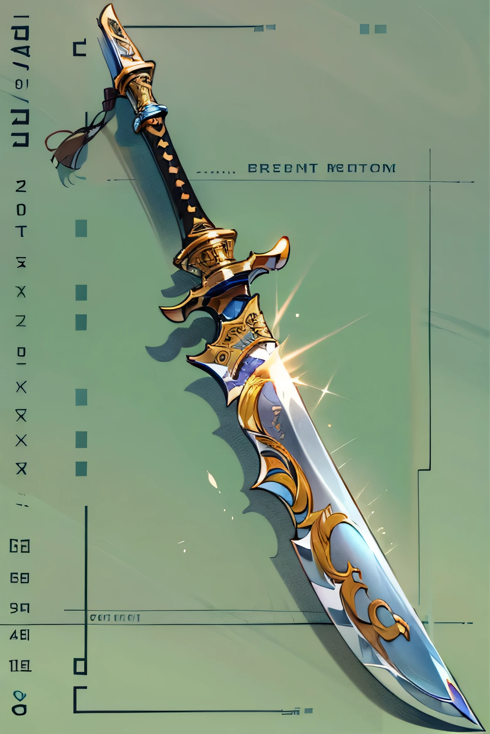 (((best quality))), (((masterpiece))), Weapons to be included in the Weapon Encyclopedia, chinese sword, a knife with a large blade, white background