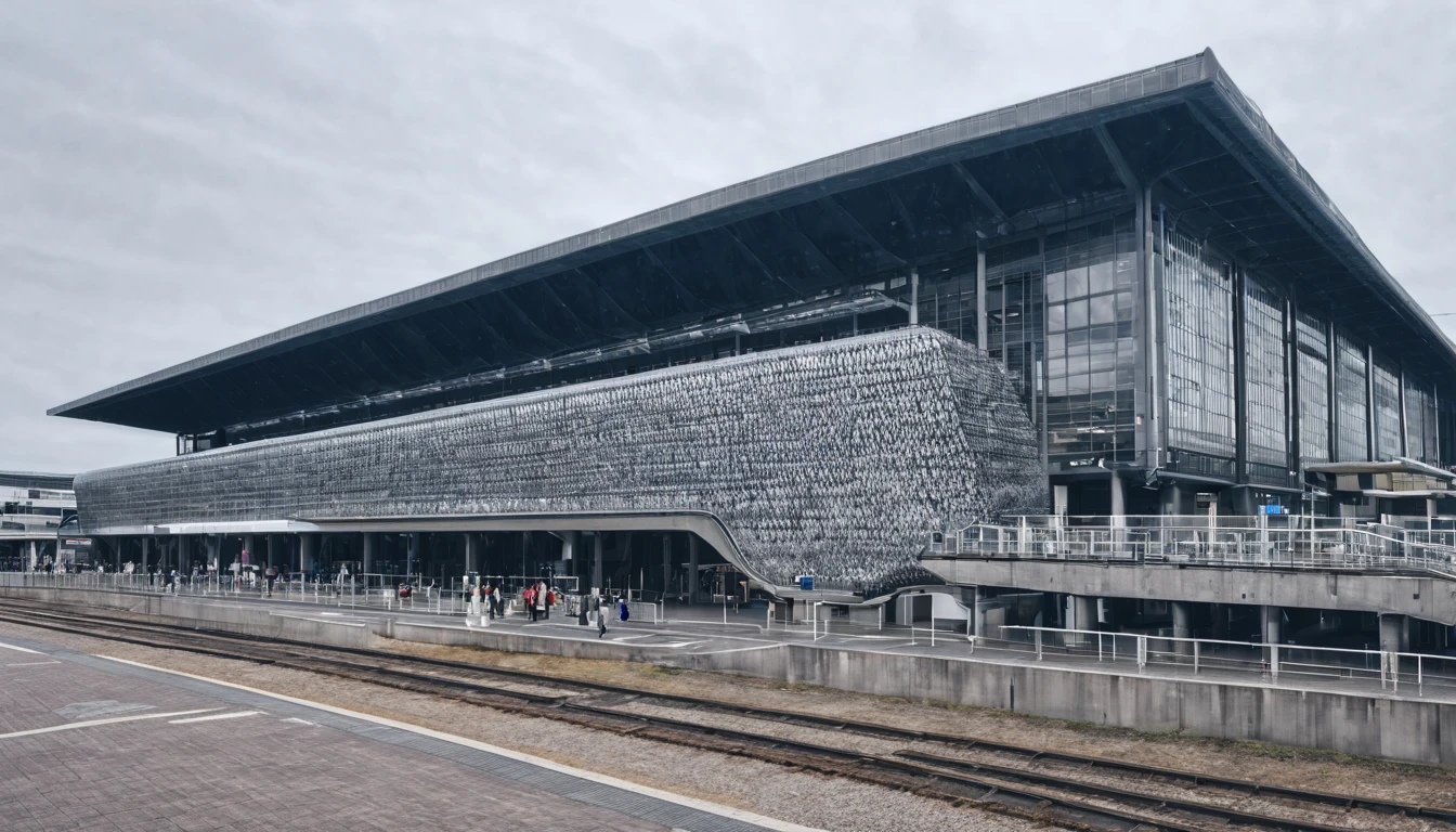 Kanazawa Railstation, a unique architectural. Hyper detail inside. Sharp and crisp texture.