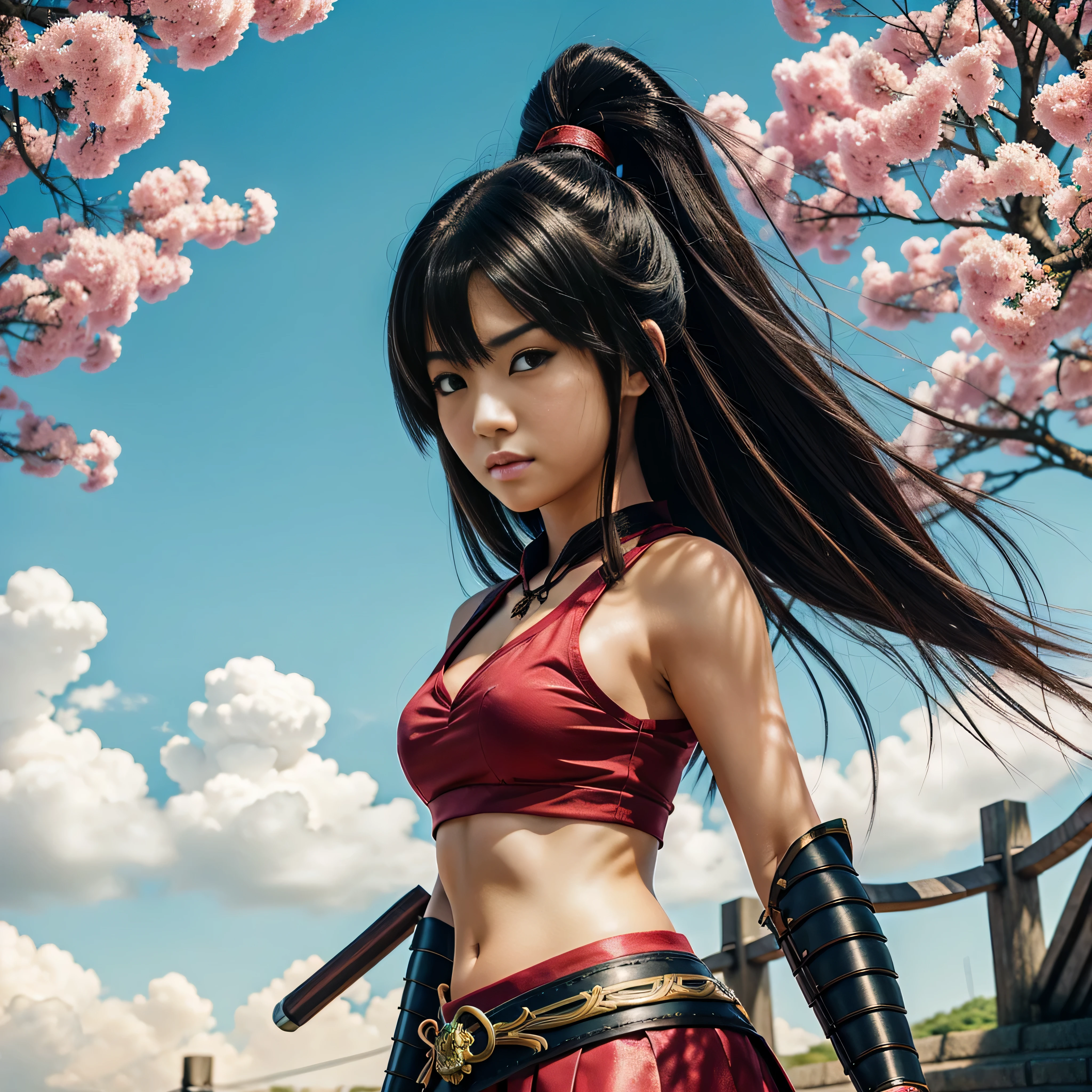 beautiful Japanese anime style image of warrior girl, anime style