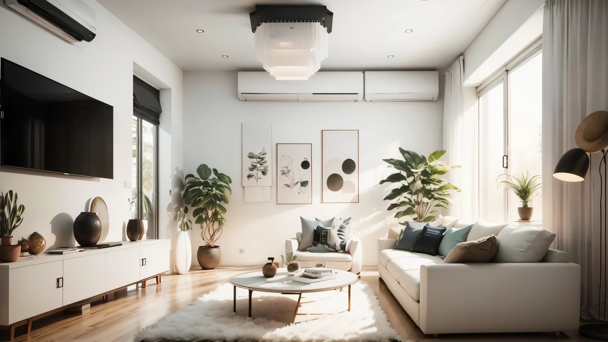 modern interior design living room, white wall,